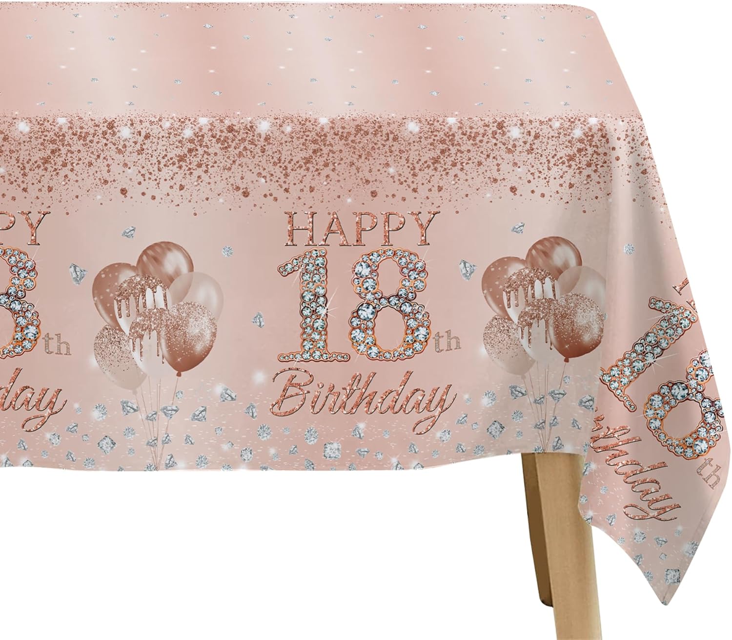 HIPVVILD 18th Birthday Tablecloth Set 3 Pack Rose Gold