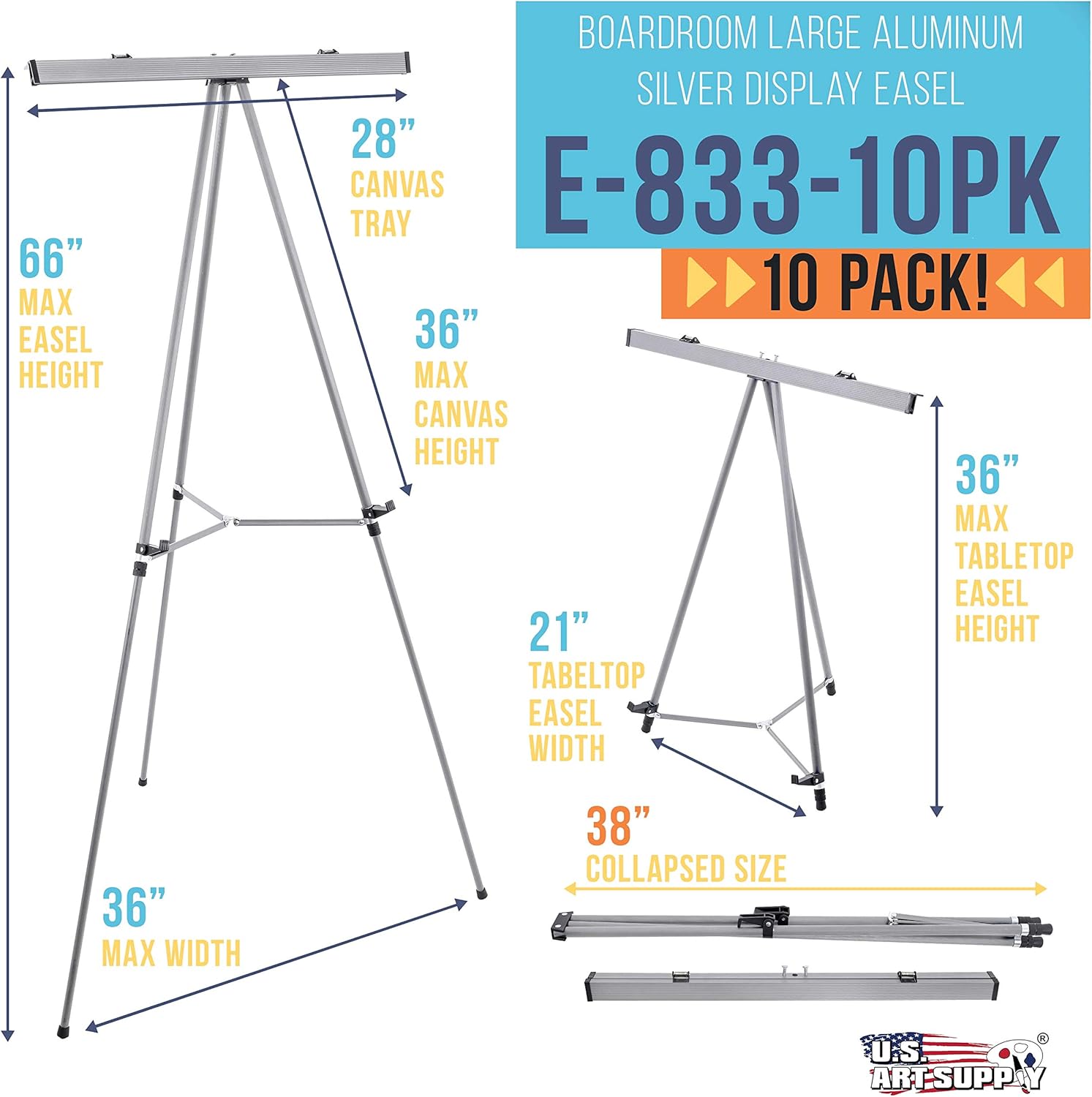 US Art Supply 66 High Flip Chart Stand 10 Pack