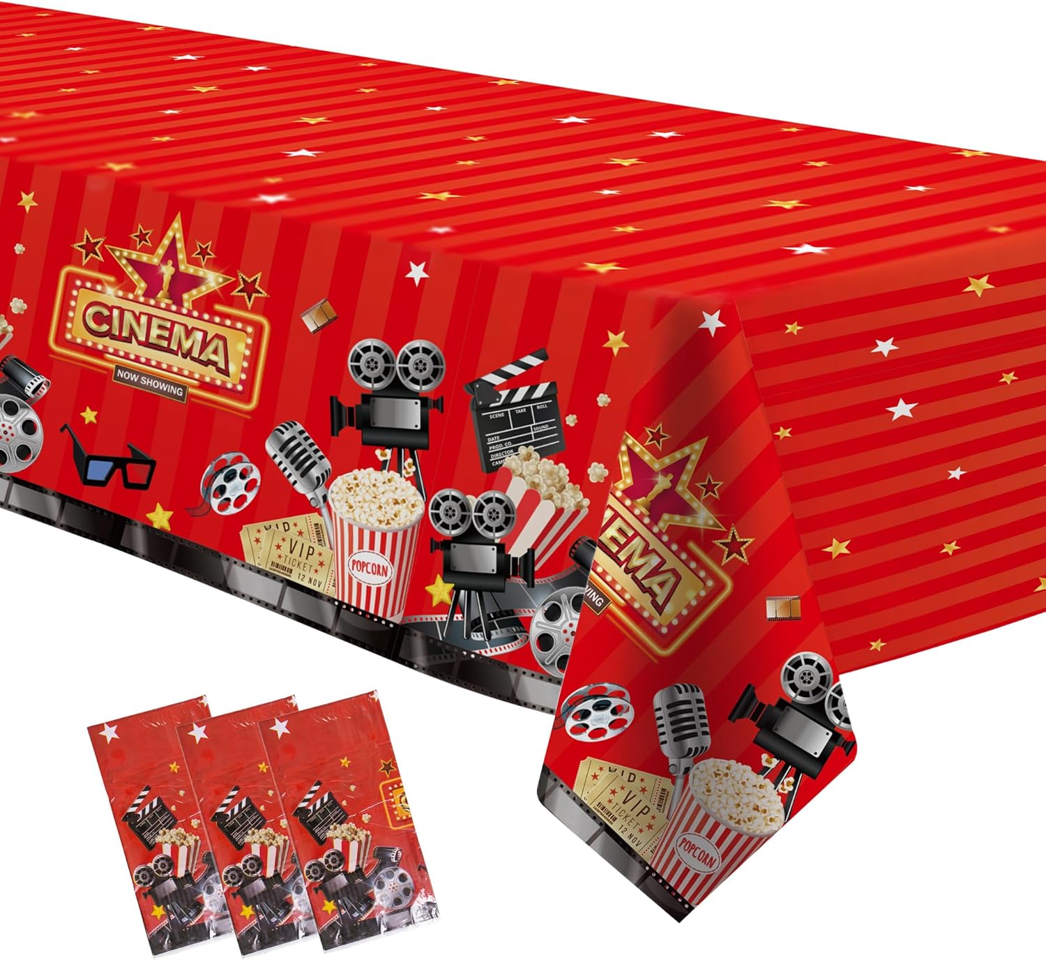Movie Night Party Tablecloths 3 Pack 54in x 108in