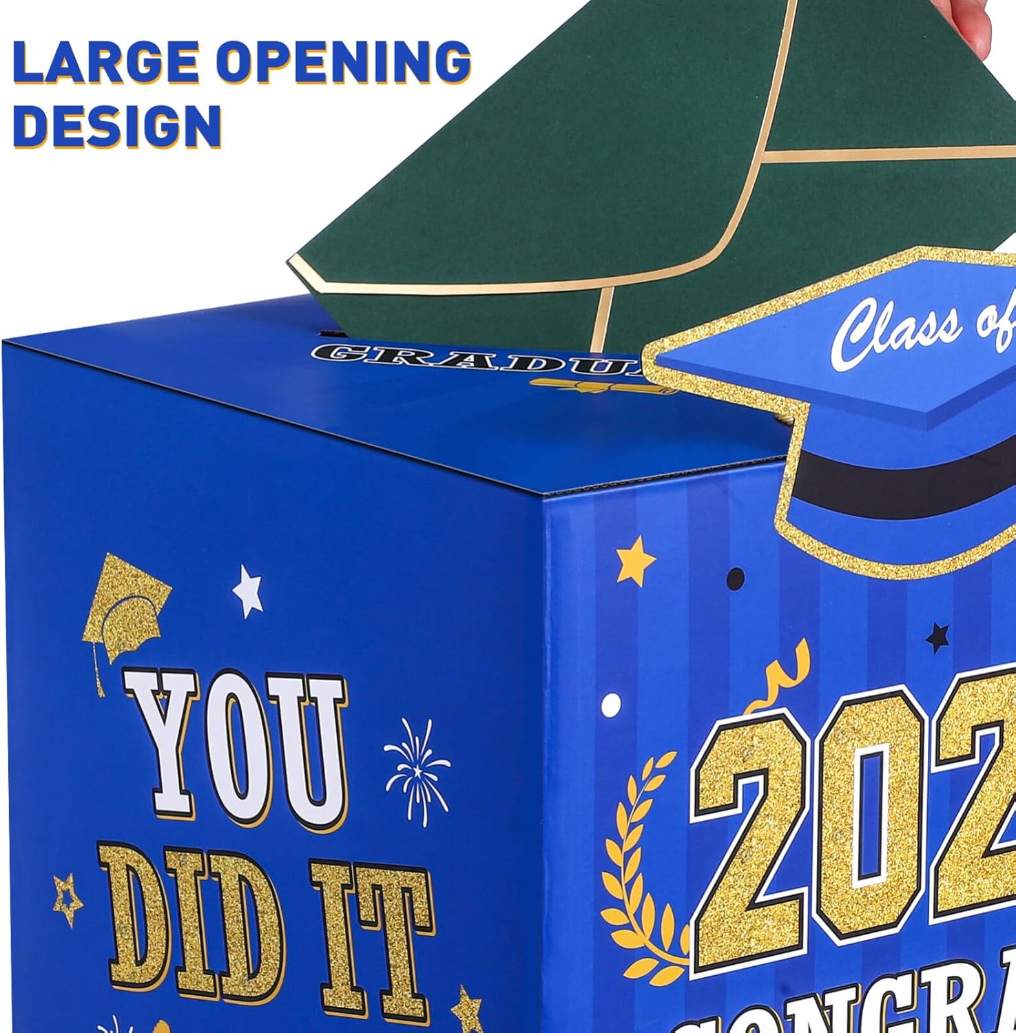 PRETYZOOM Graduation Card Box with Tassel - Blue