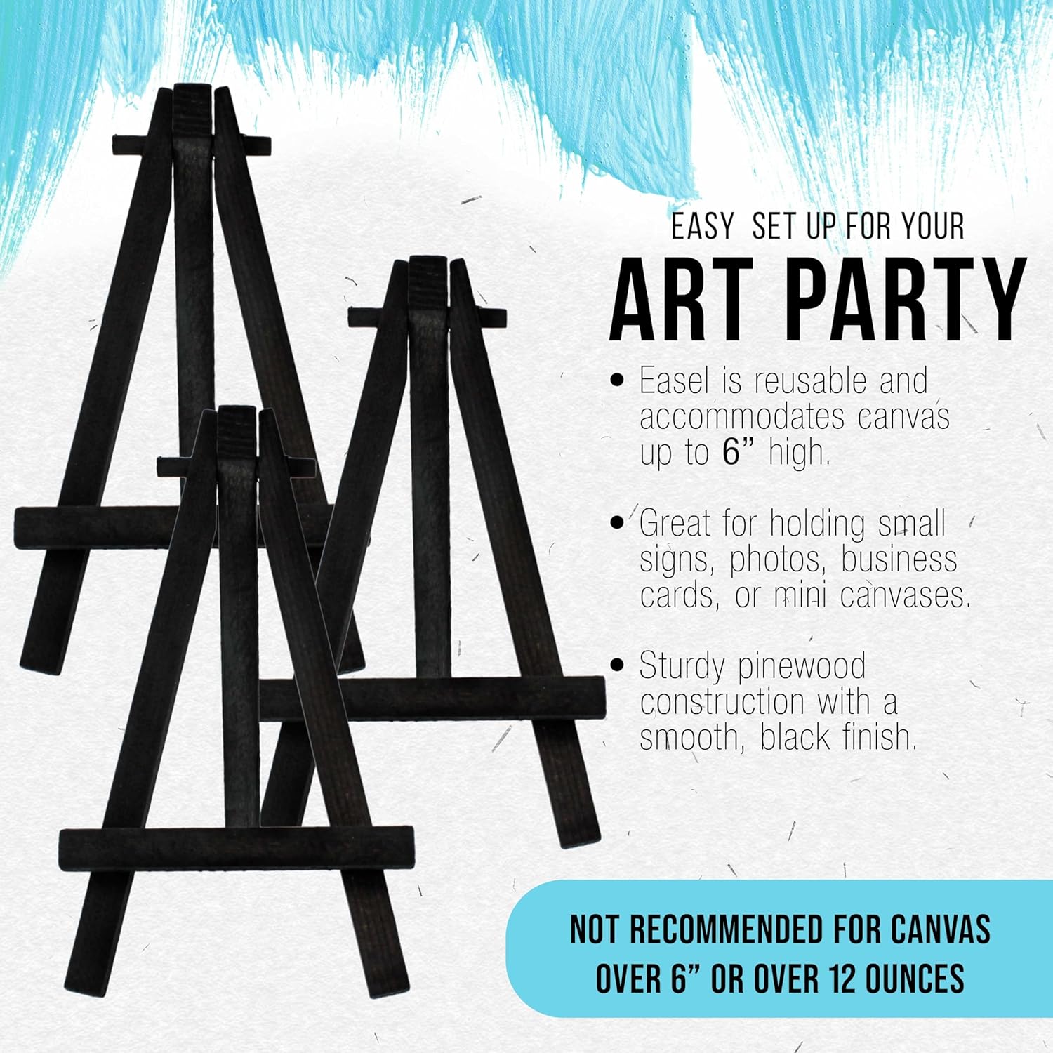 US Art Supply 8 High Small Black Wooden Easel 6 Pack