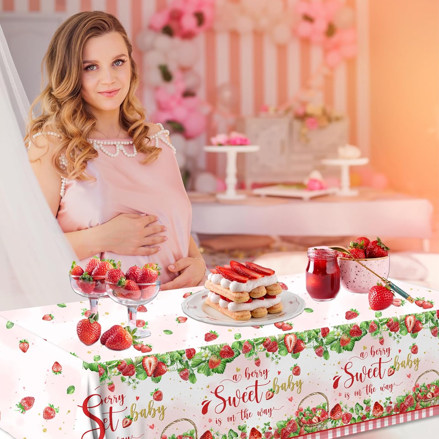 Strawberry Baby Shower Tablecloth Set of 3