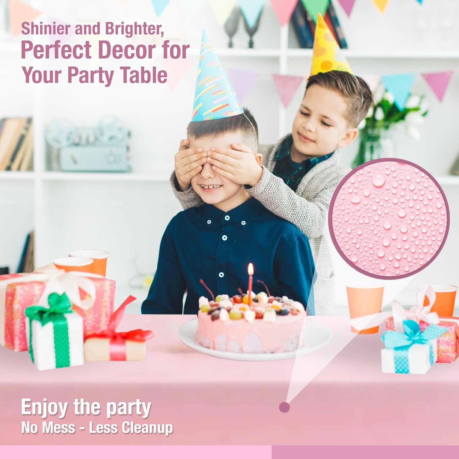 Clearly Elegant PINK Disposable Plastic Tablecloth Roll 54x108 Inches