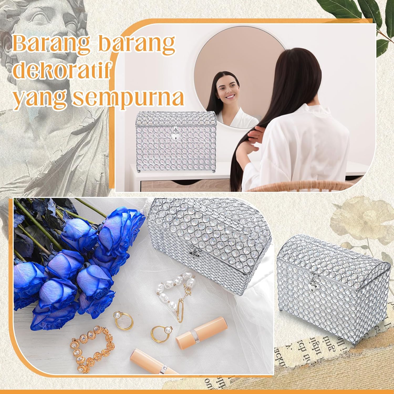 Nitial Crystal Wedding Card Box with Heart Lock