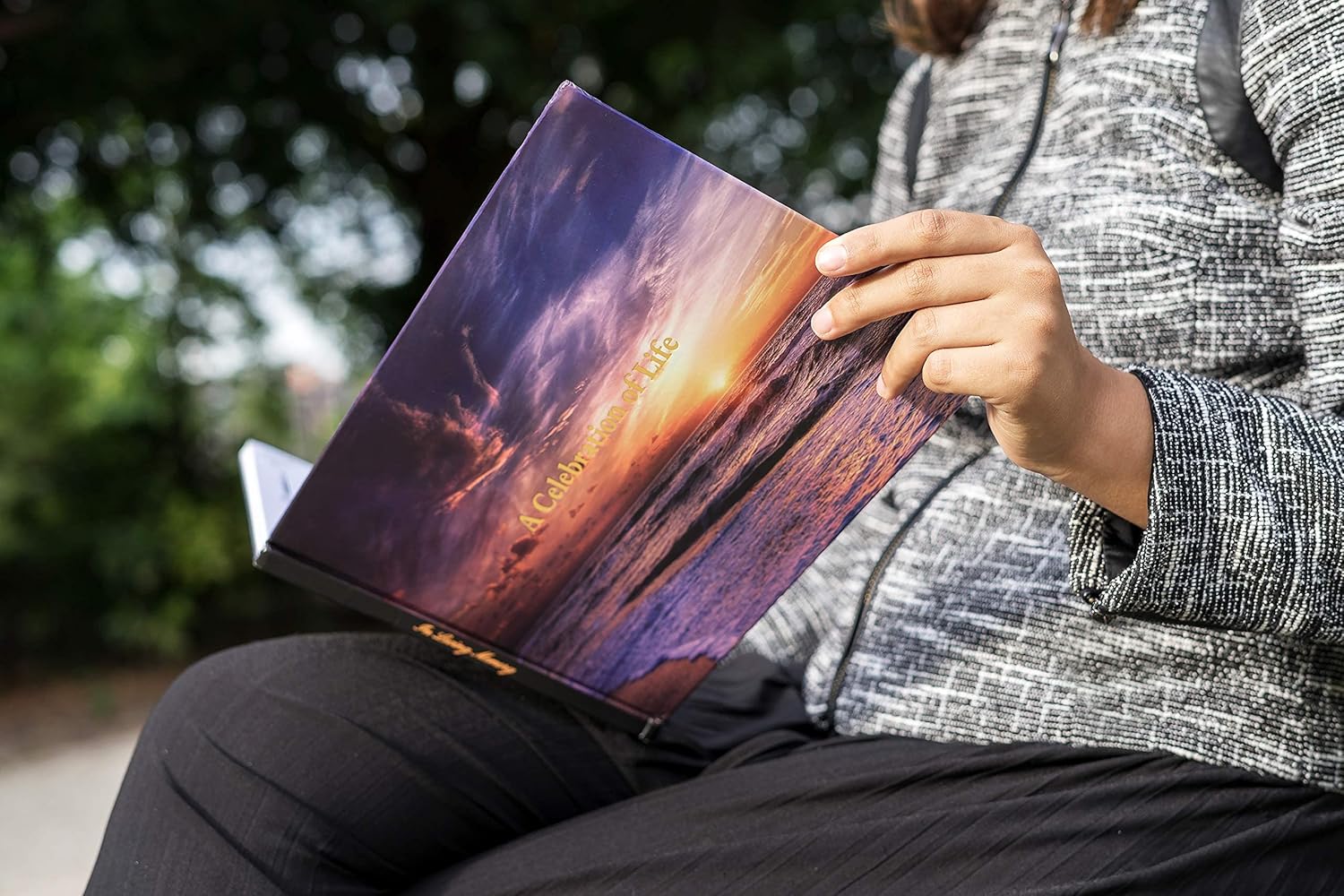 LIFETOO Ocean Sunset Funeral Guest Book with Pen