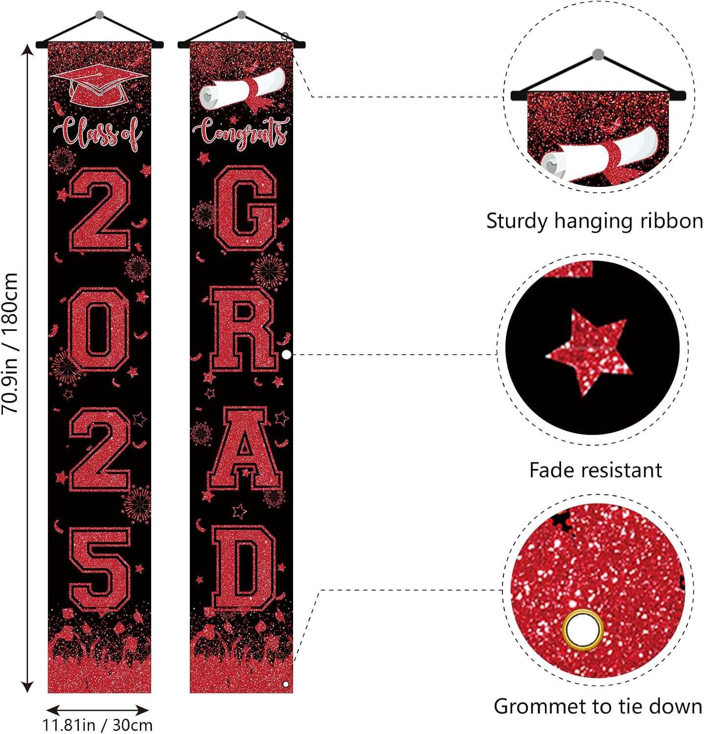 Red and Black Graduation Banner Class of 2025