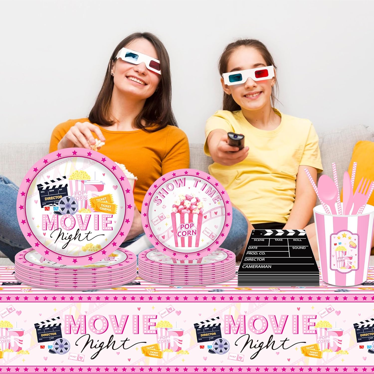 CC HOME Pink Popcorn Party Tablecloth 54x87 Inch