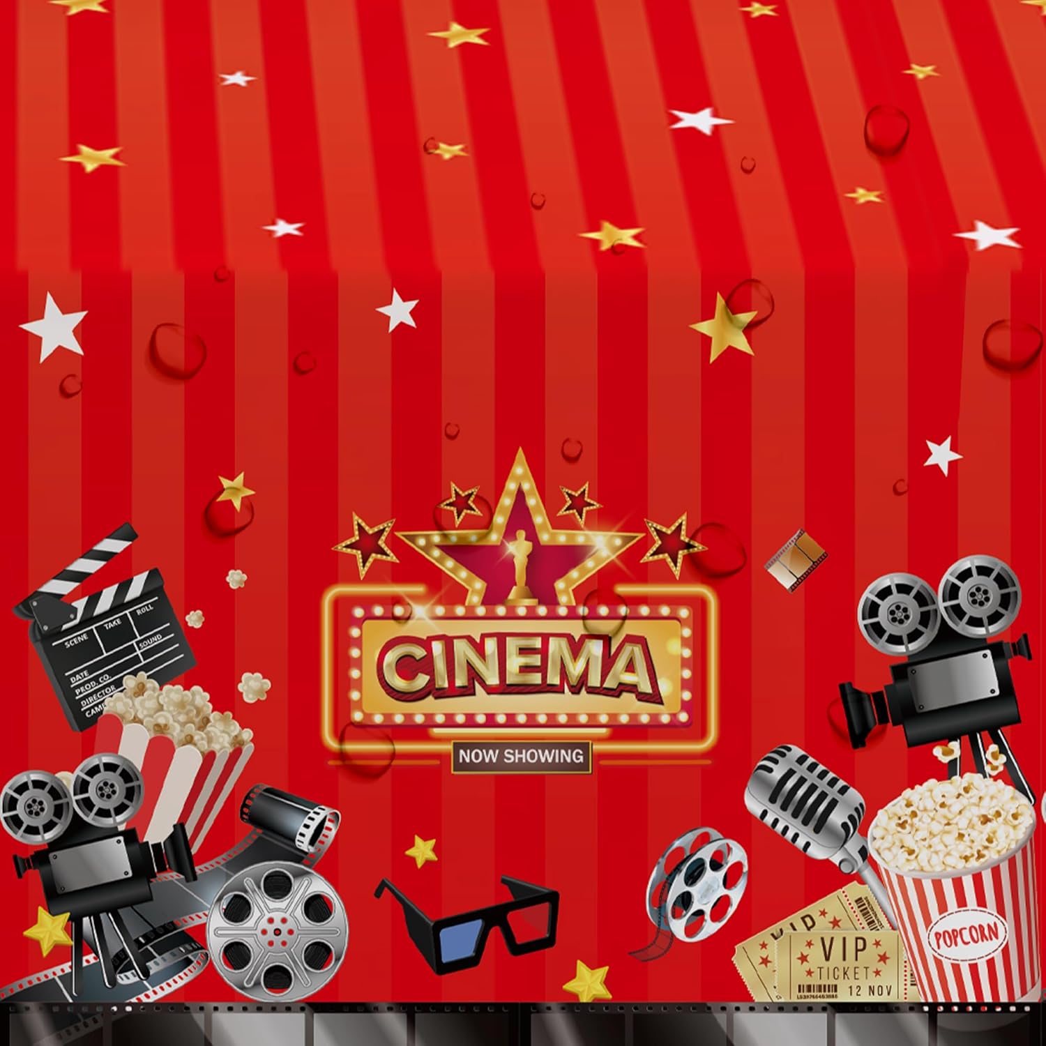 Movie Night Party Tablecloths 3 Pack 54in x 108in
