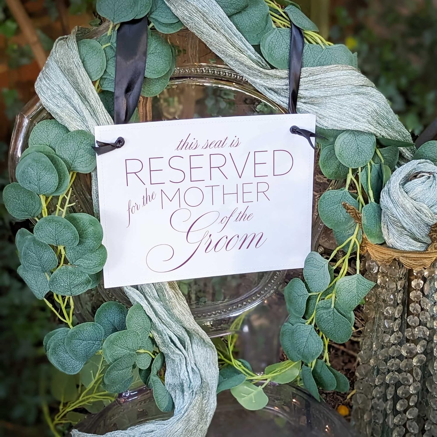 Mother of the Groom Wedding Chair Sign in Linen Cardstock
