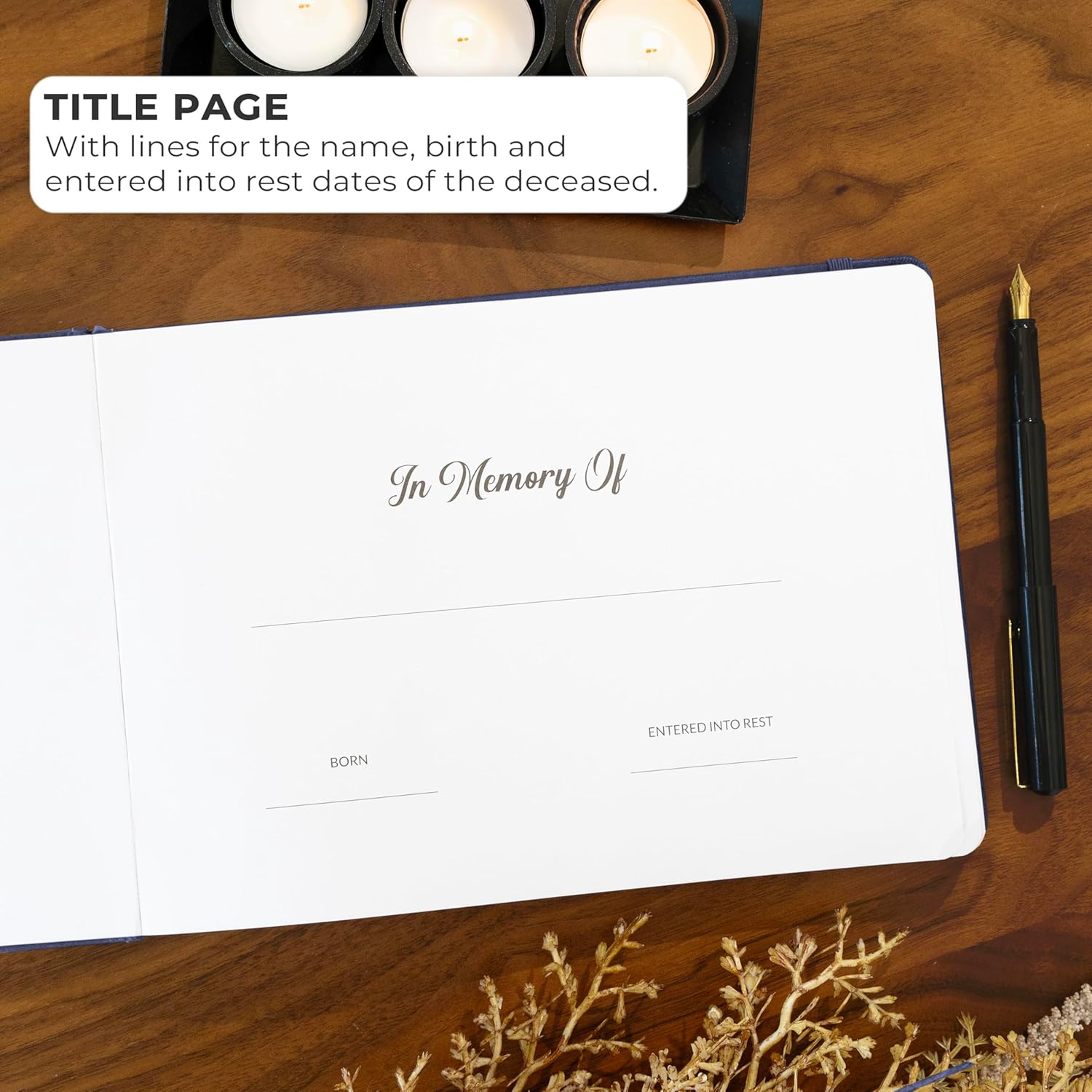 Skyline Funeral Guest Book - 738 Entries 129 Pages Hardcover 10x7 In Dark Blue