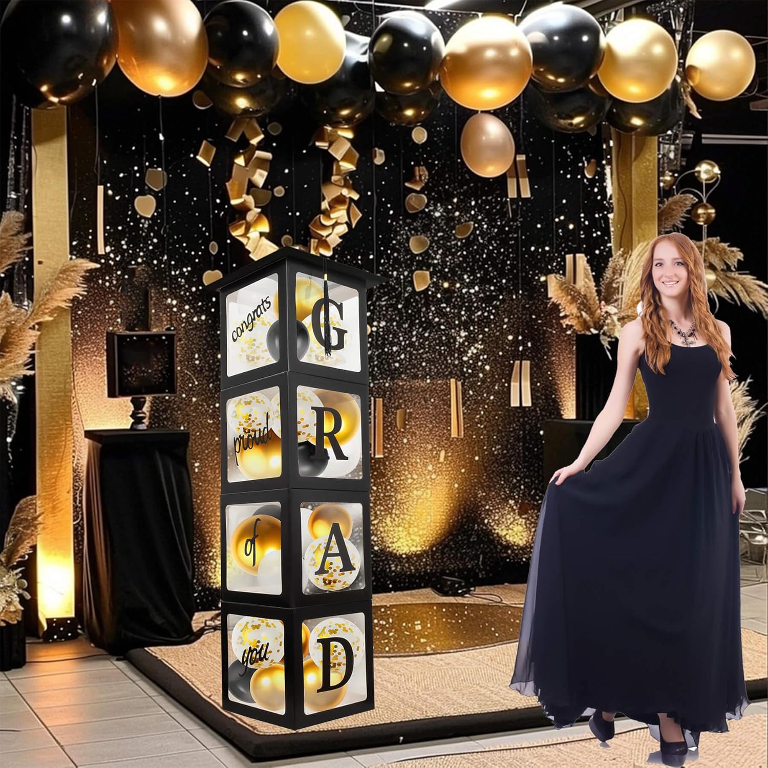 2025 Graduation Decorations Balloon Boxes with Cap Topper Kit