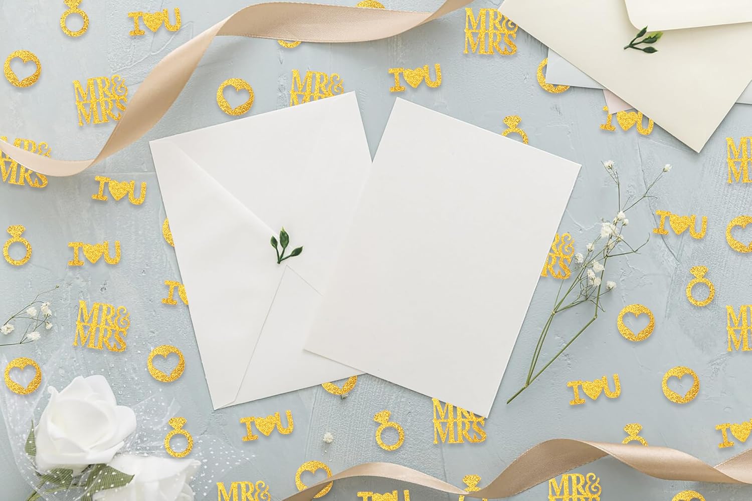 200PCS Gold Glitter Wedding Confetti Table Decor