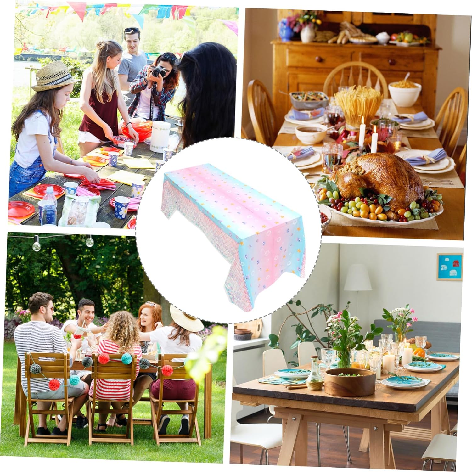 MAGICLULU Mermaid Tablecloth for Birthday Parties