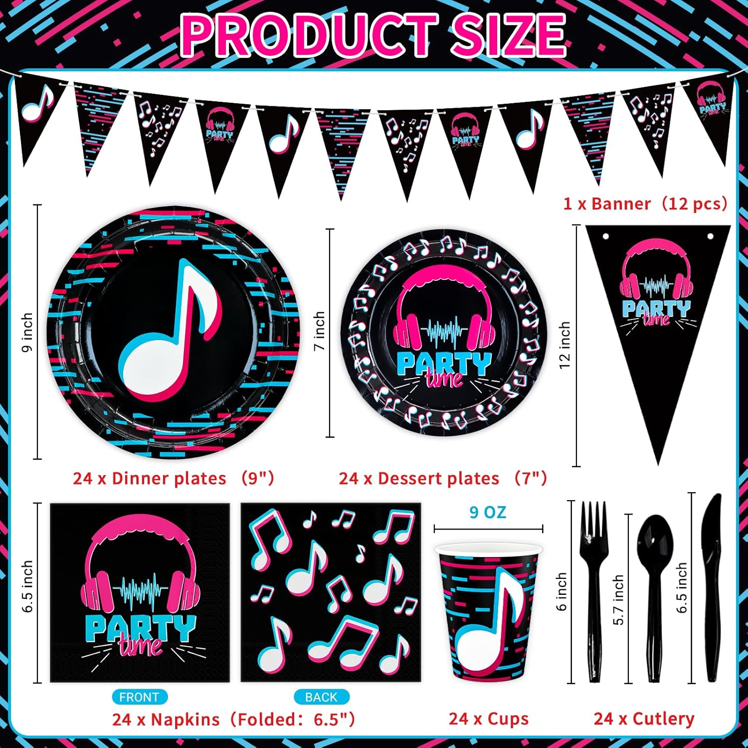 DYLIVeS 180 Pcs Music Party Decorations for Girls