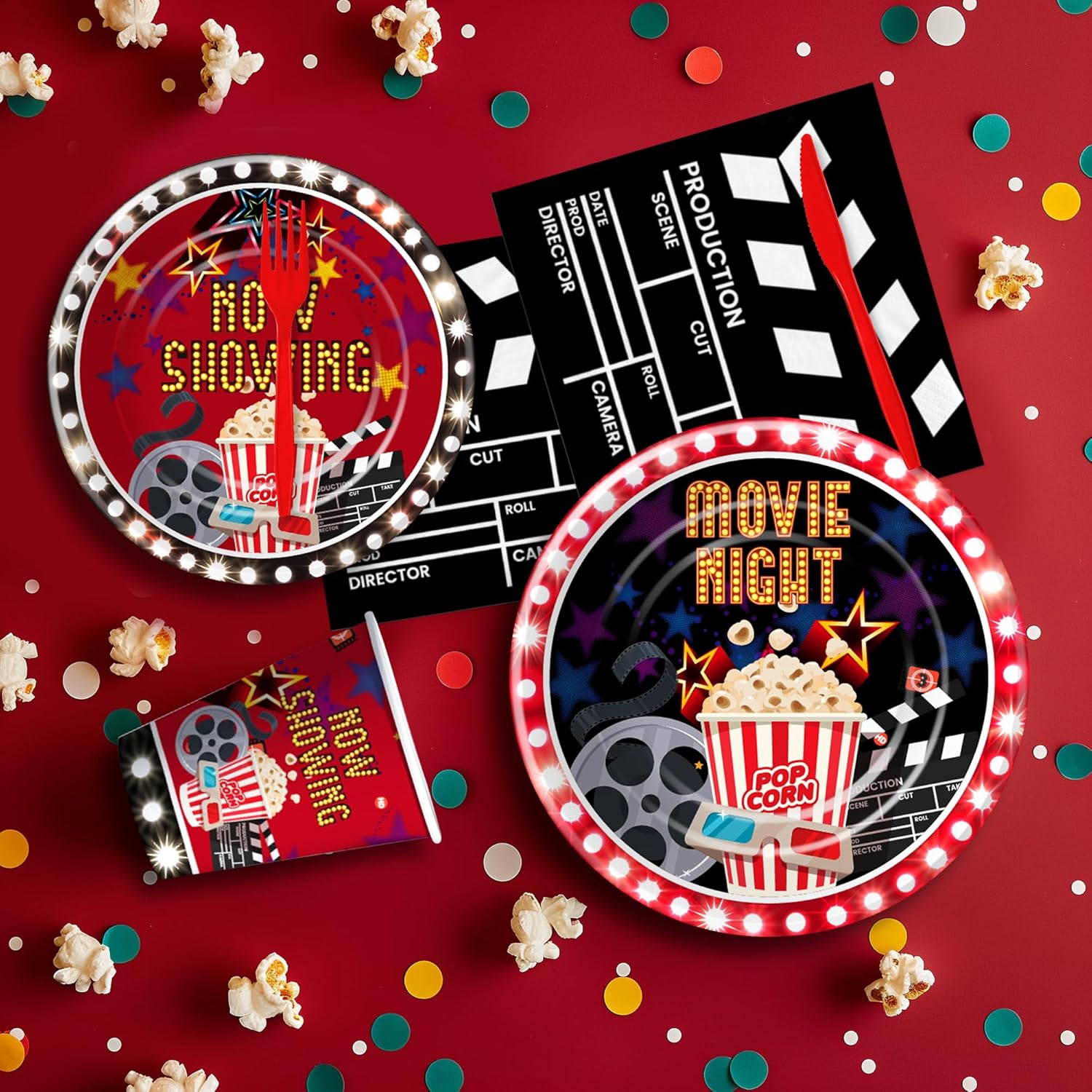 Movie Night Party Decorations Tableware Set Serves 24