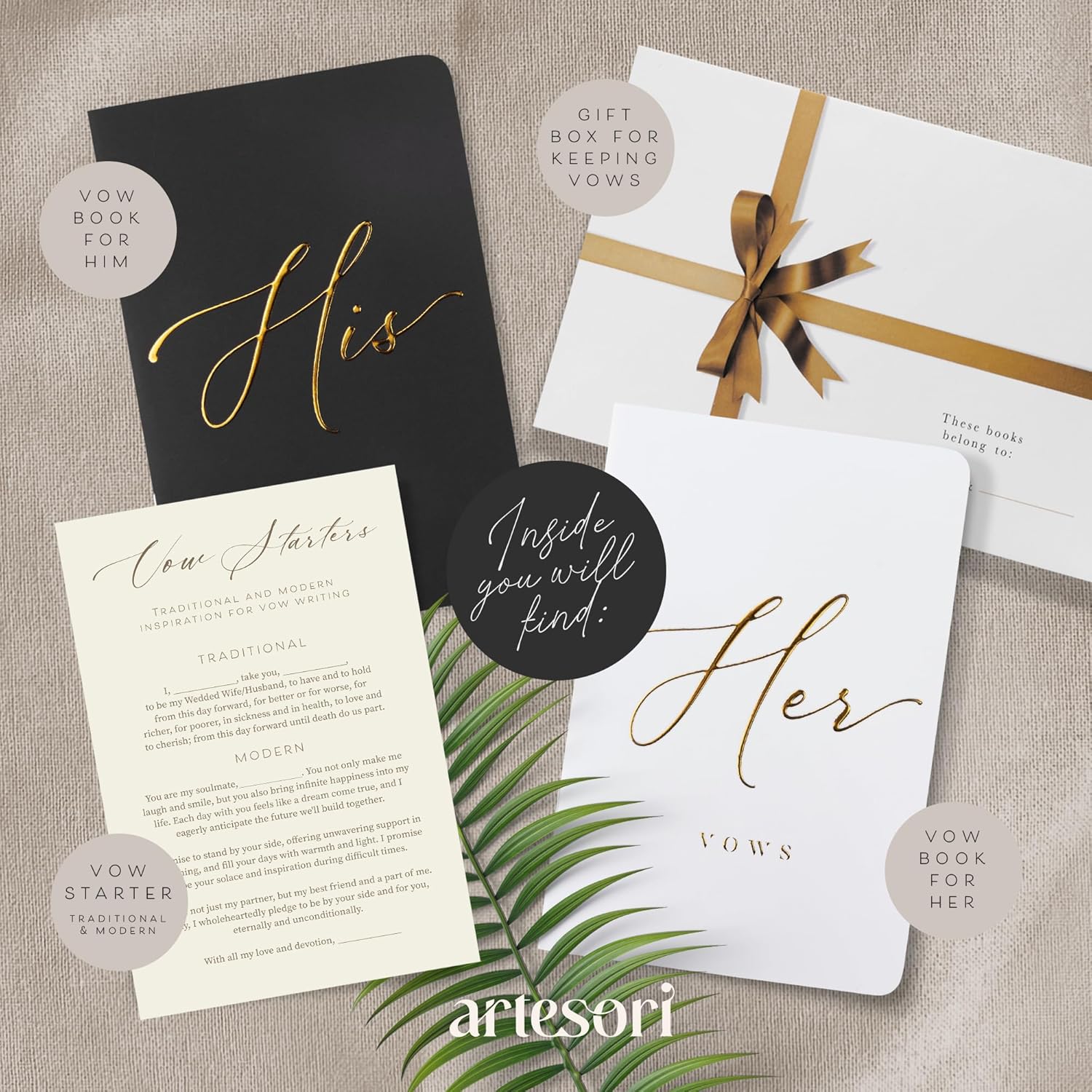 ARTESORI Premium Wedding Vow Book His and Hers