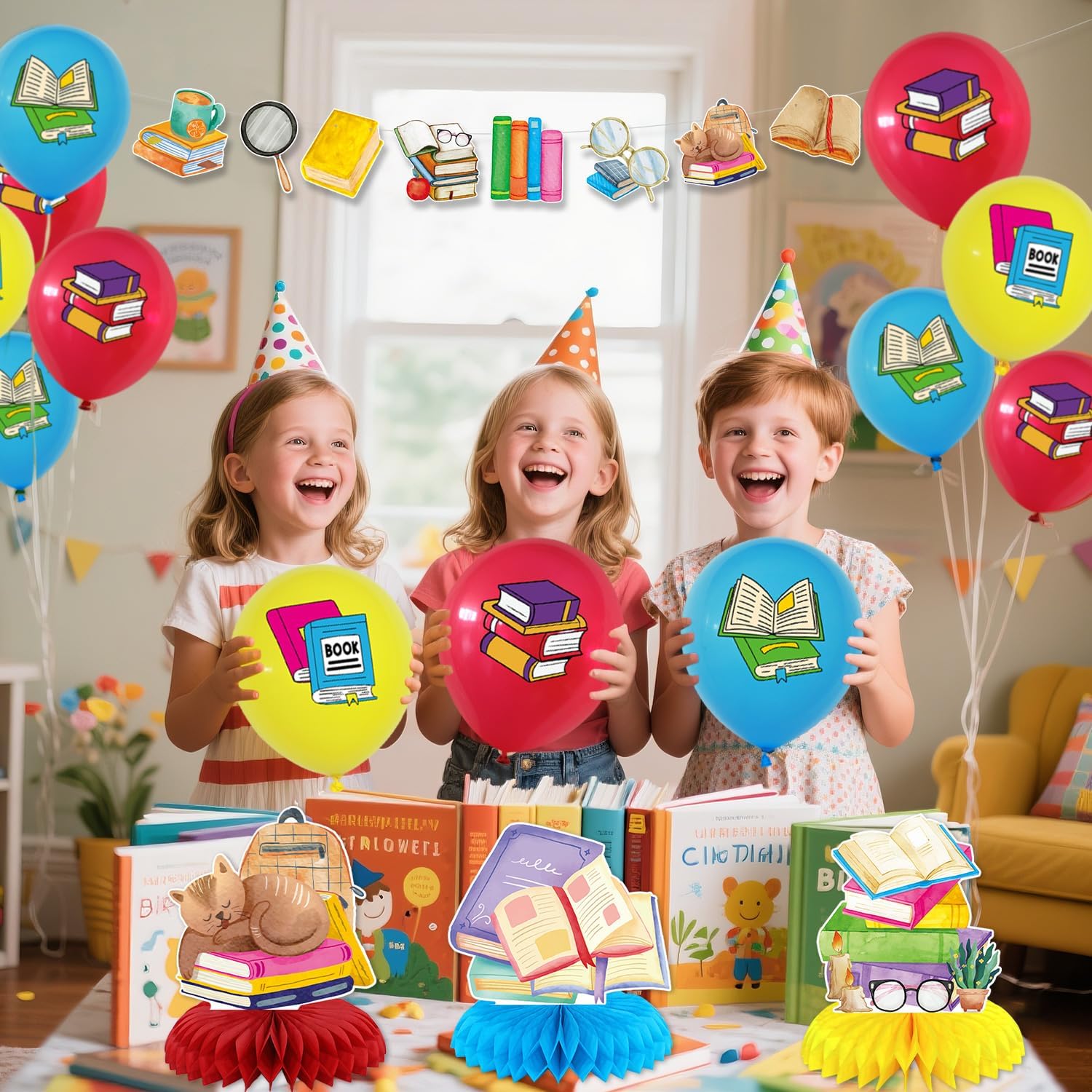 Book Themed Birthday Party Decorations Set