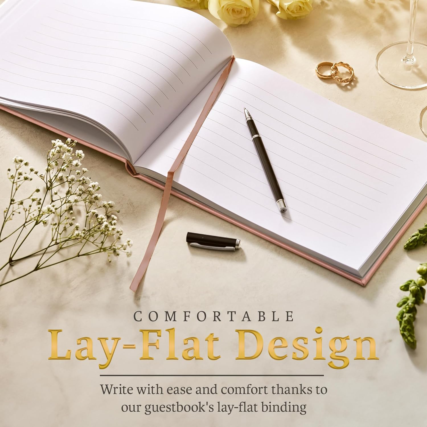 Promot Personalized Wedding Guest Book - Elegant Hardcover for Reception Baby Shower Birthday