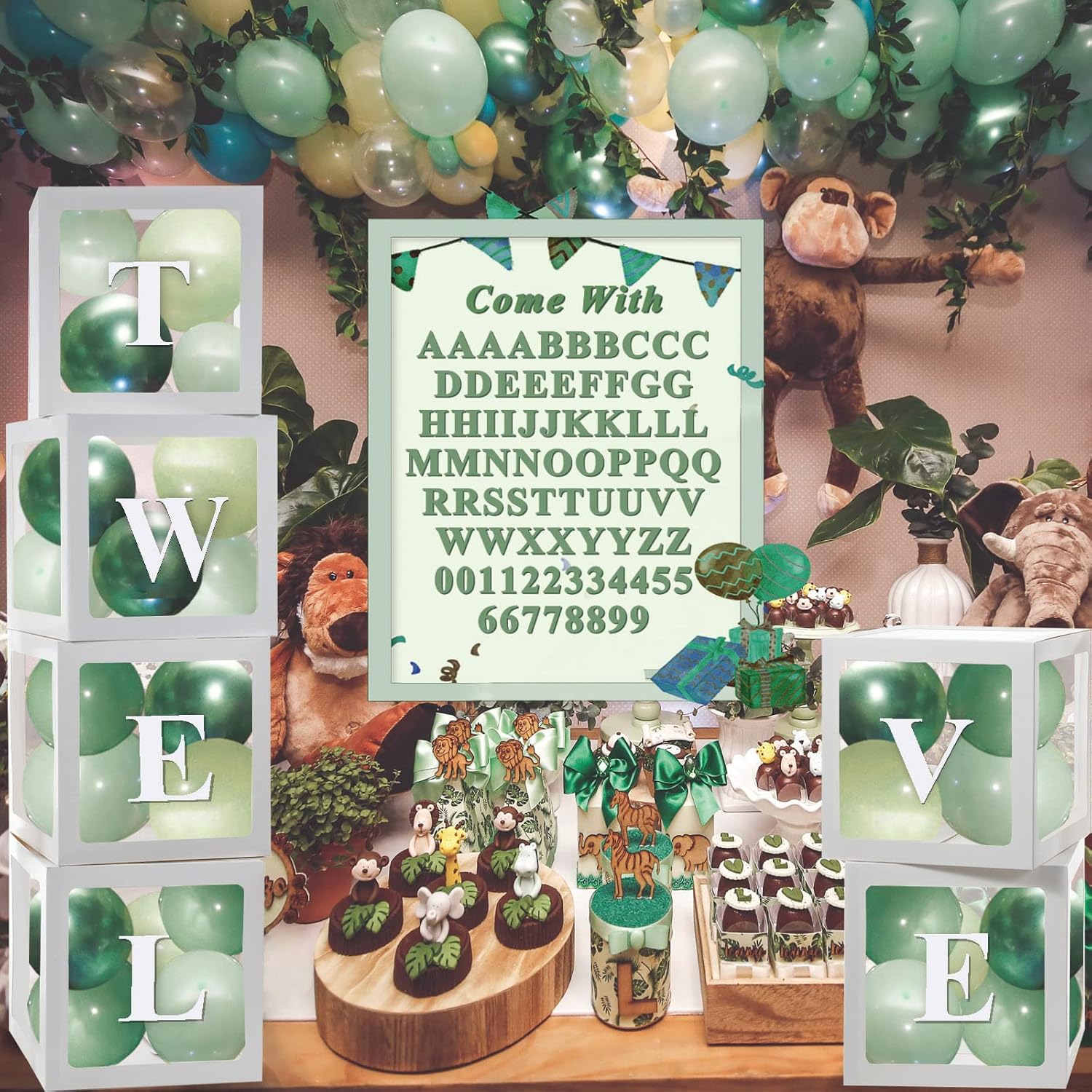 White Transparent Balloon Boxes With 78 Letters 6PCS