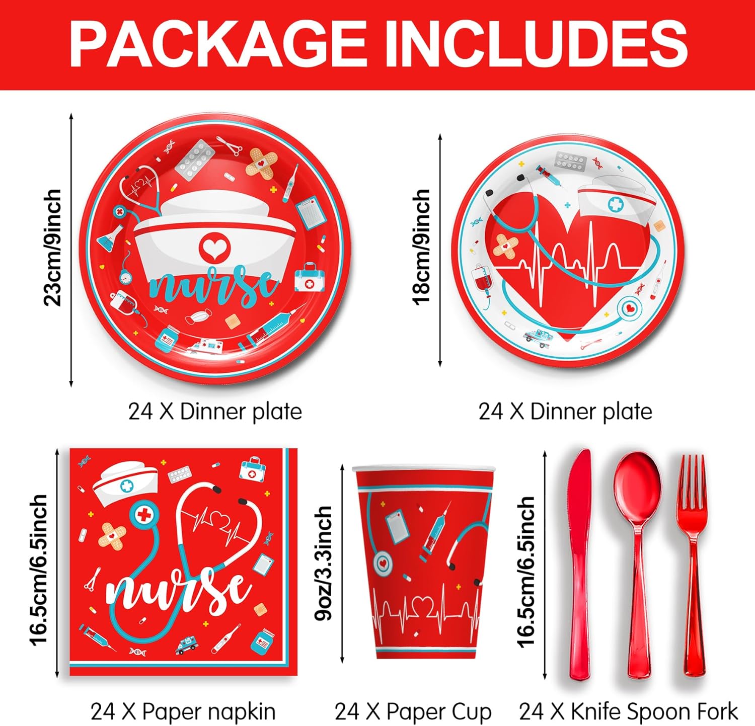 Nurse Graduation Party Tableware Set for 24 Guests