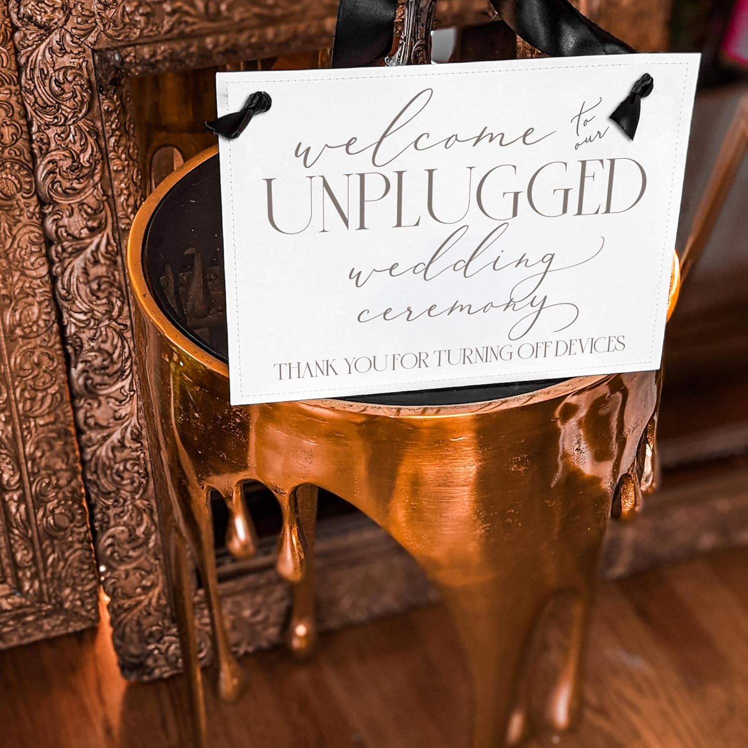 Welcome to Our Unplugged Wedding Ceremony Sign - 11x85 Inches