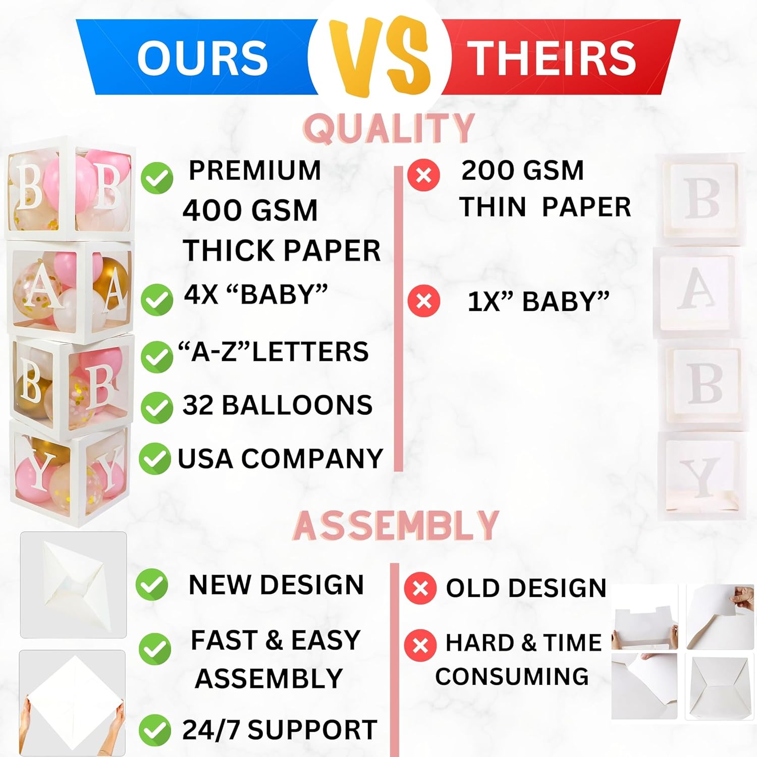 82 Pcs Baby Shower Decorations Jumbo Boxes Letters