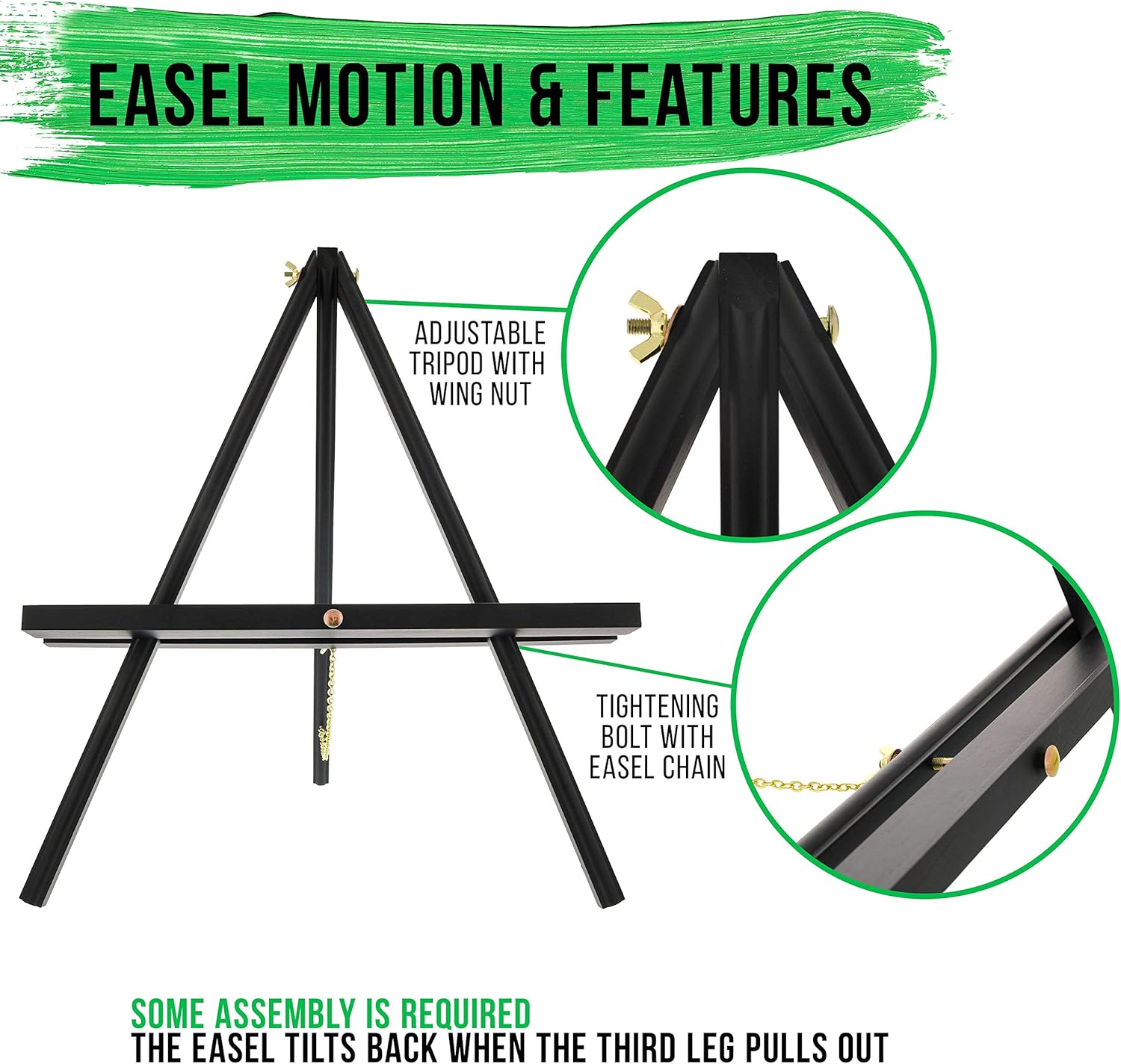 US Art Supply 16 Inch Black Wood Easel 4 Pack