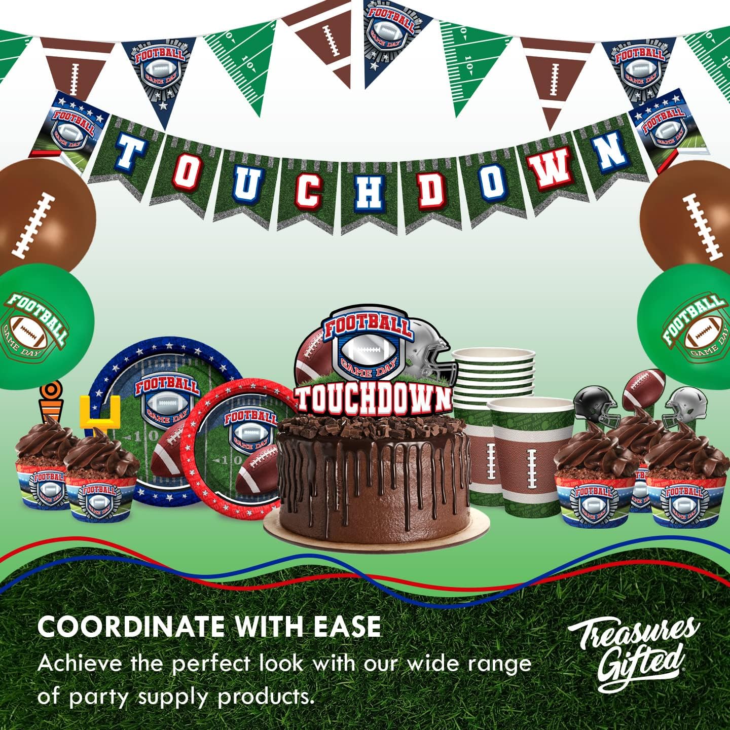 Treasures Gifted Football Party Decorations for 24 Guests