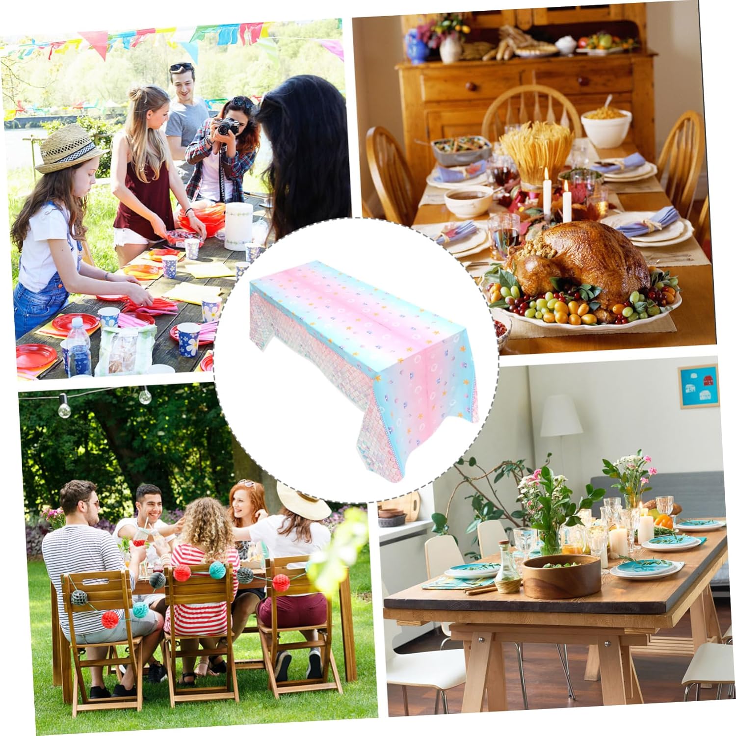 MAGICLULU Mermaid Themed Birthday Party Tablecloth for Boys and Girls
