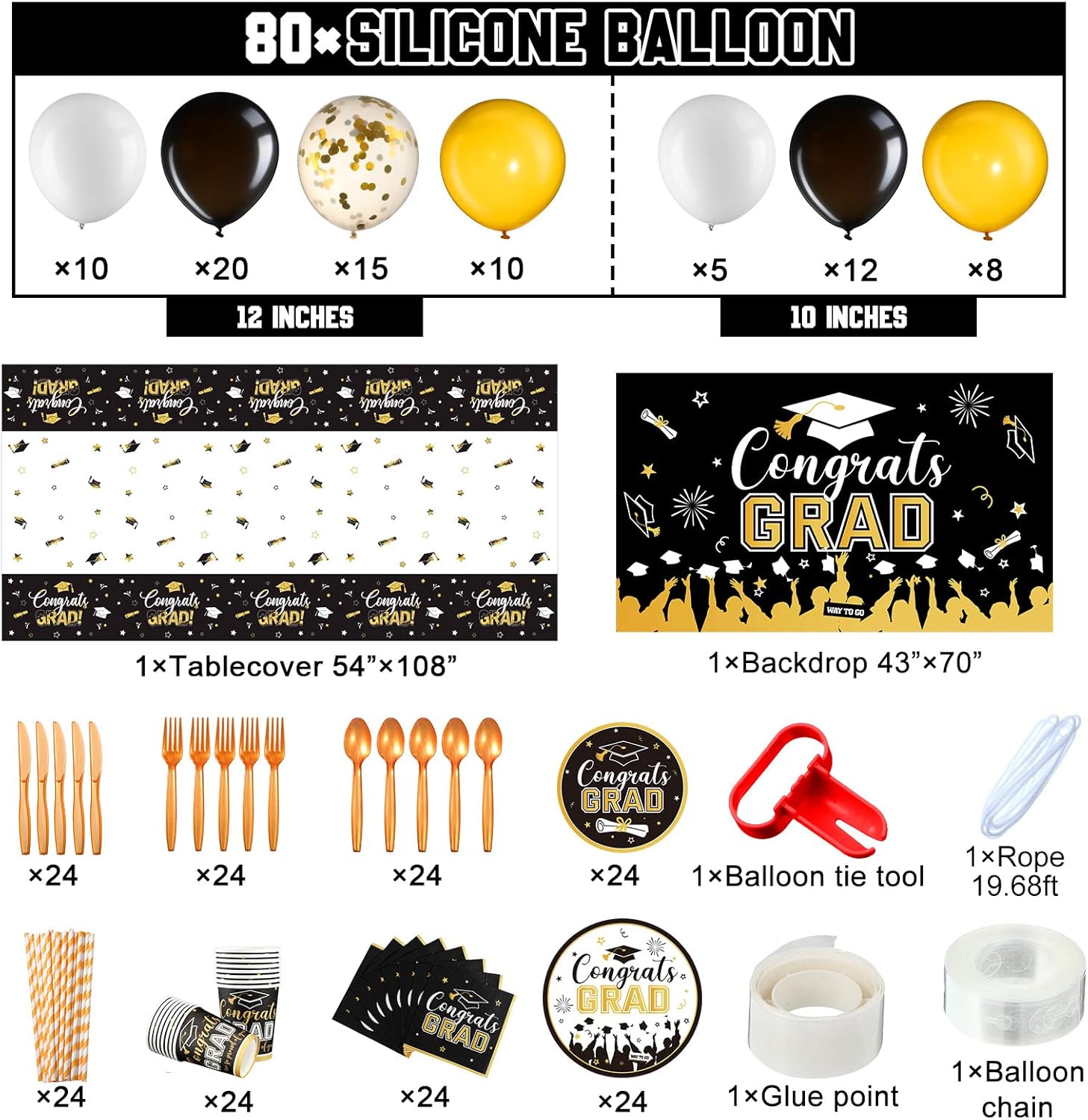Tatuo 277 Pcs Graduation Party Supplies Kit 2025