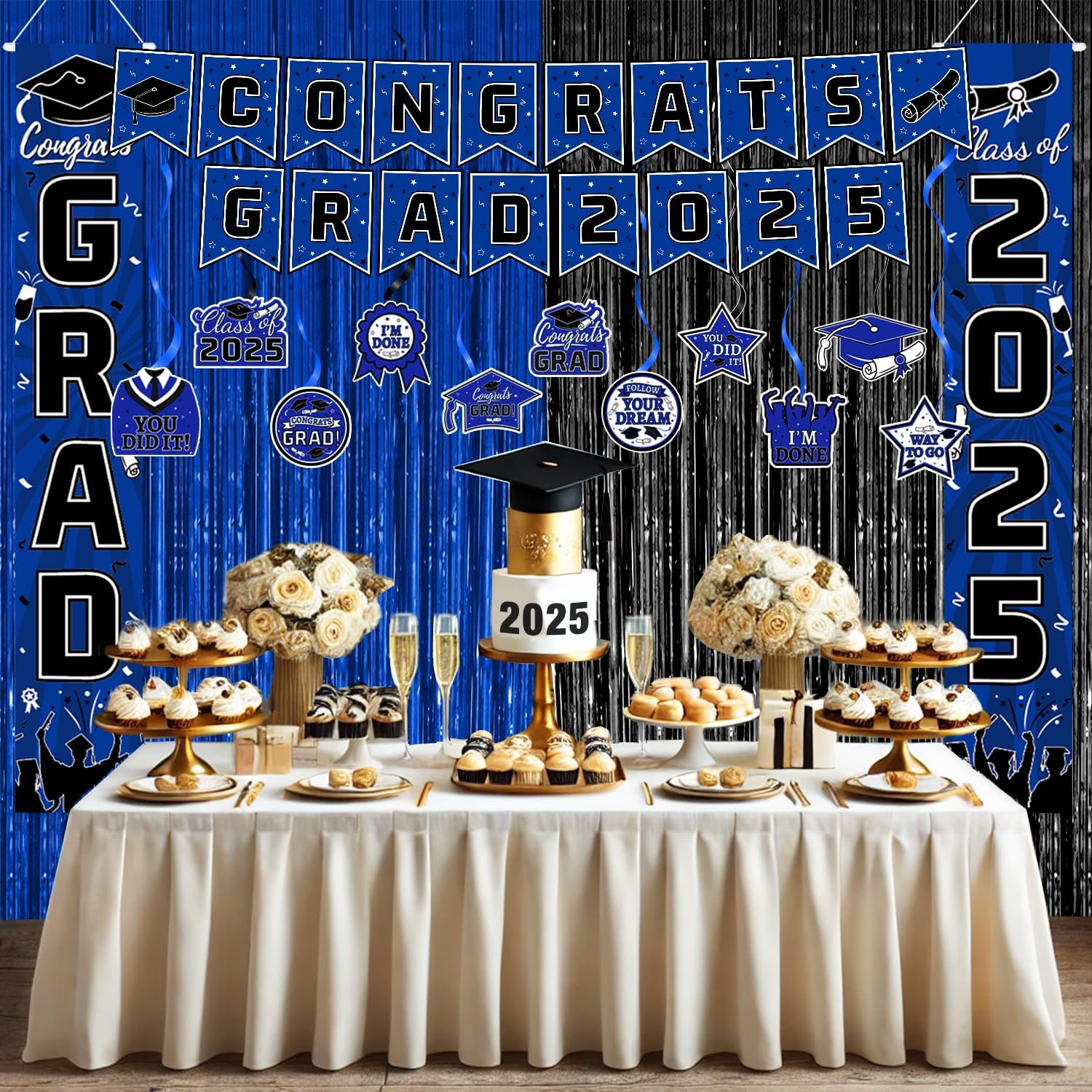 2025 Graduation Party Decorations Blue Set