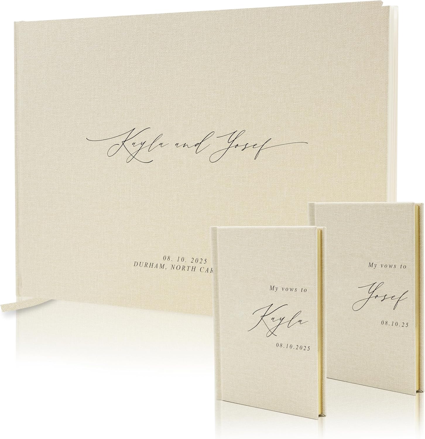 Modern Album Designs Personalized Wedding Book Set - Cream