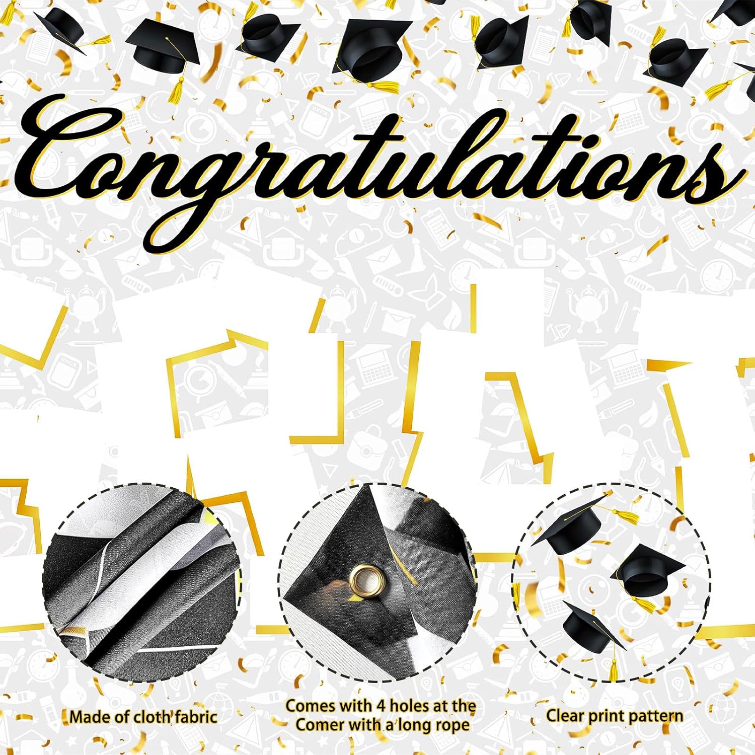 Large Graduation Photo Banner 72x44 Inch for 2025 Ceremony