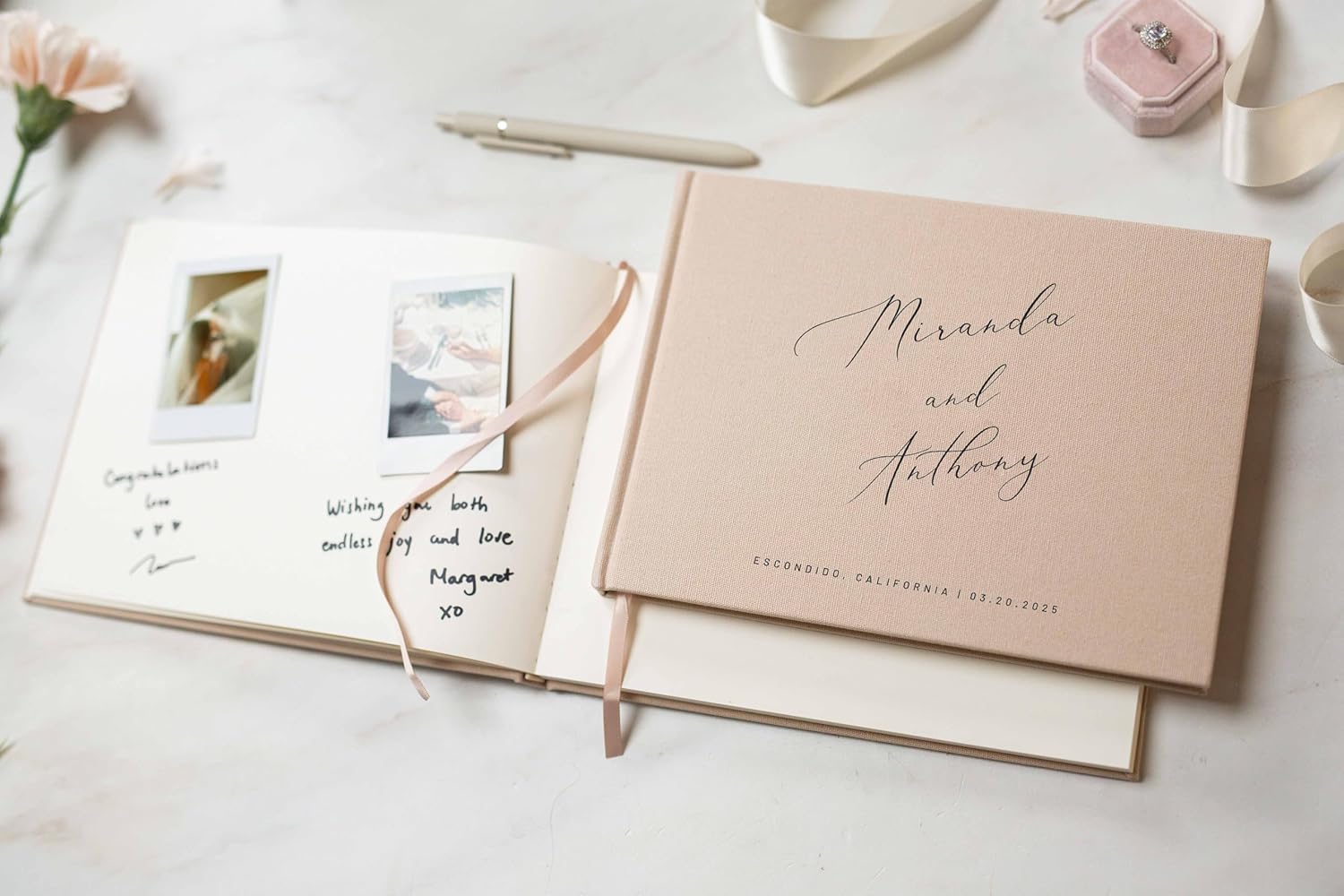 Personalized Linen Guest Book for Wedding Ceremony