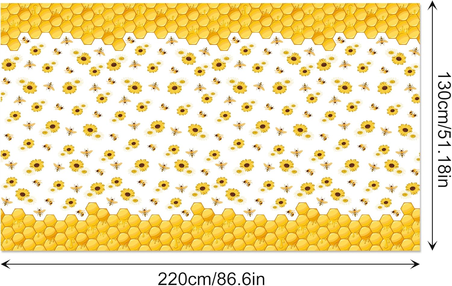 CC HOME Bees Party Tablecloth 54x87 Inch