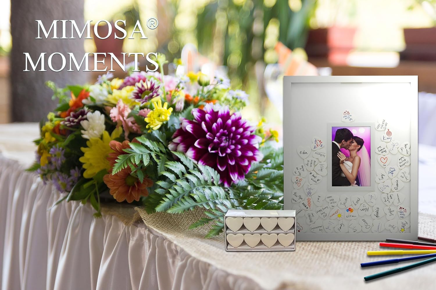 MIMOSA MOMENTS Autograph Picture Frame White 80 Hearts