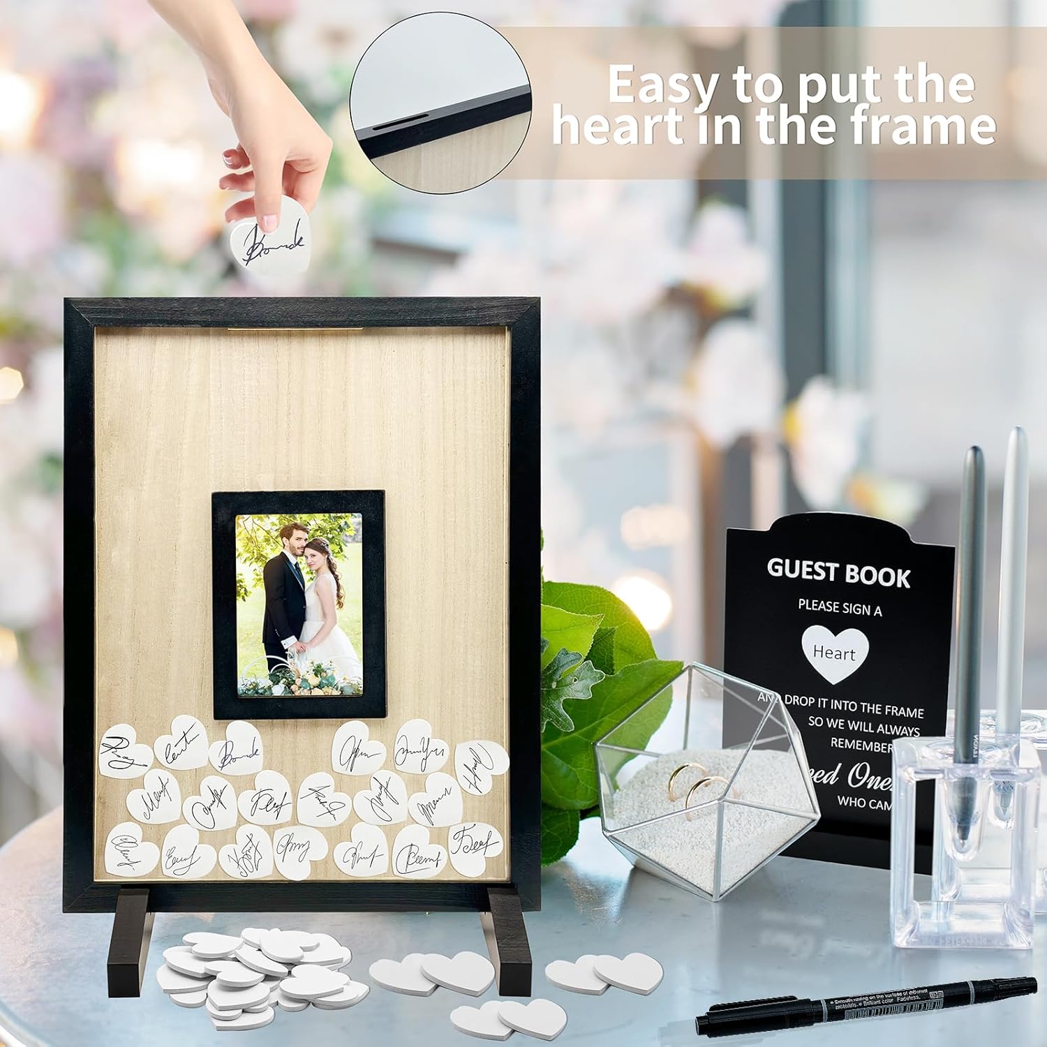 Wedding Guest Book Alternative Black Wood Frame