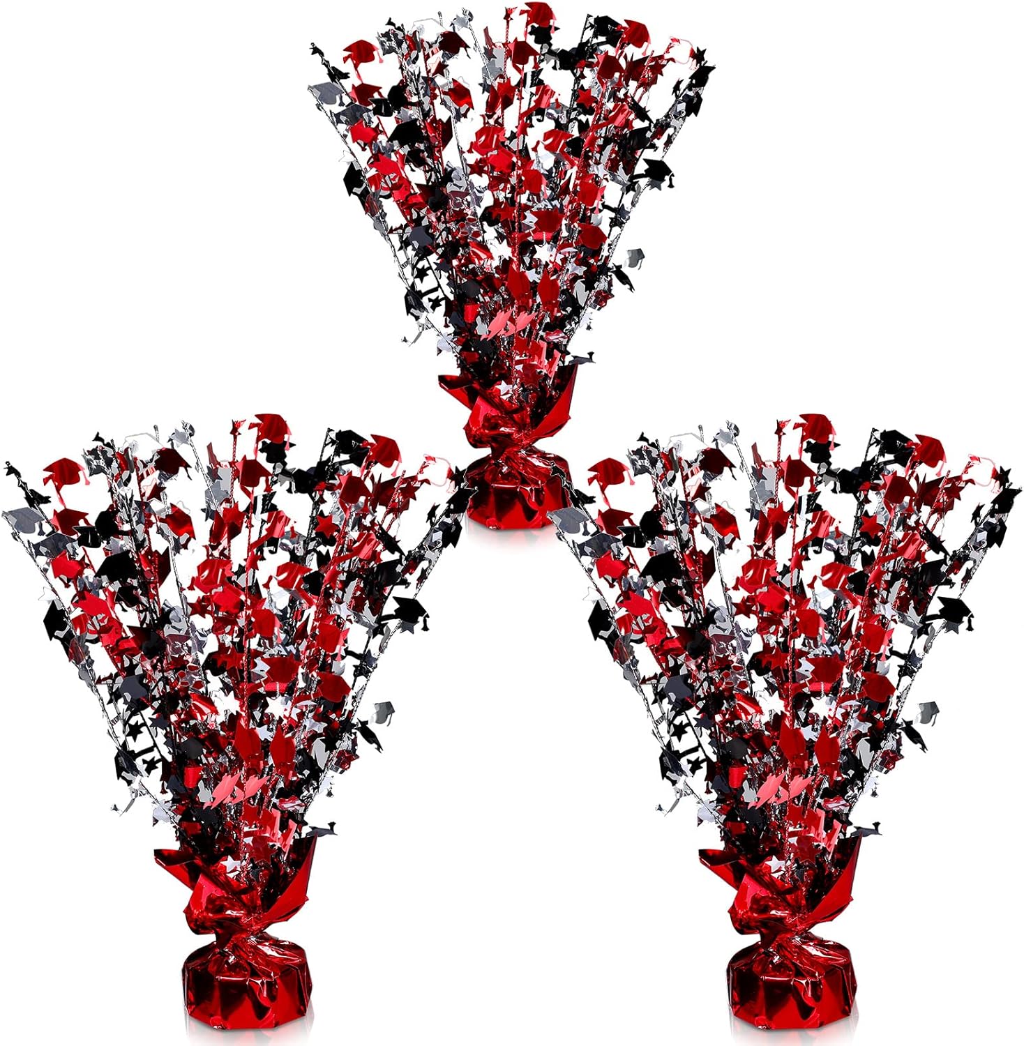 Funrous 3 Piece Graduation Table Centerpieces Black Red