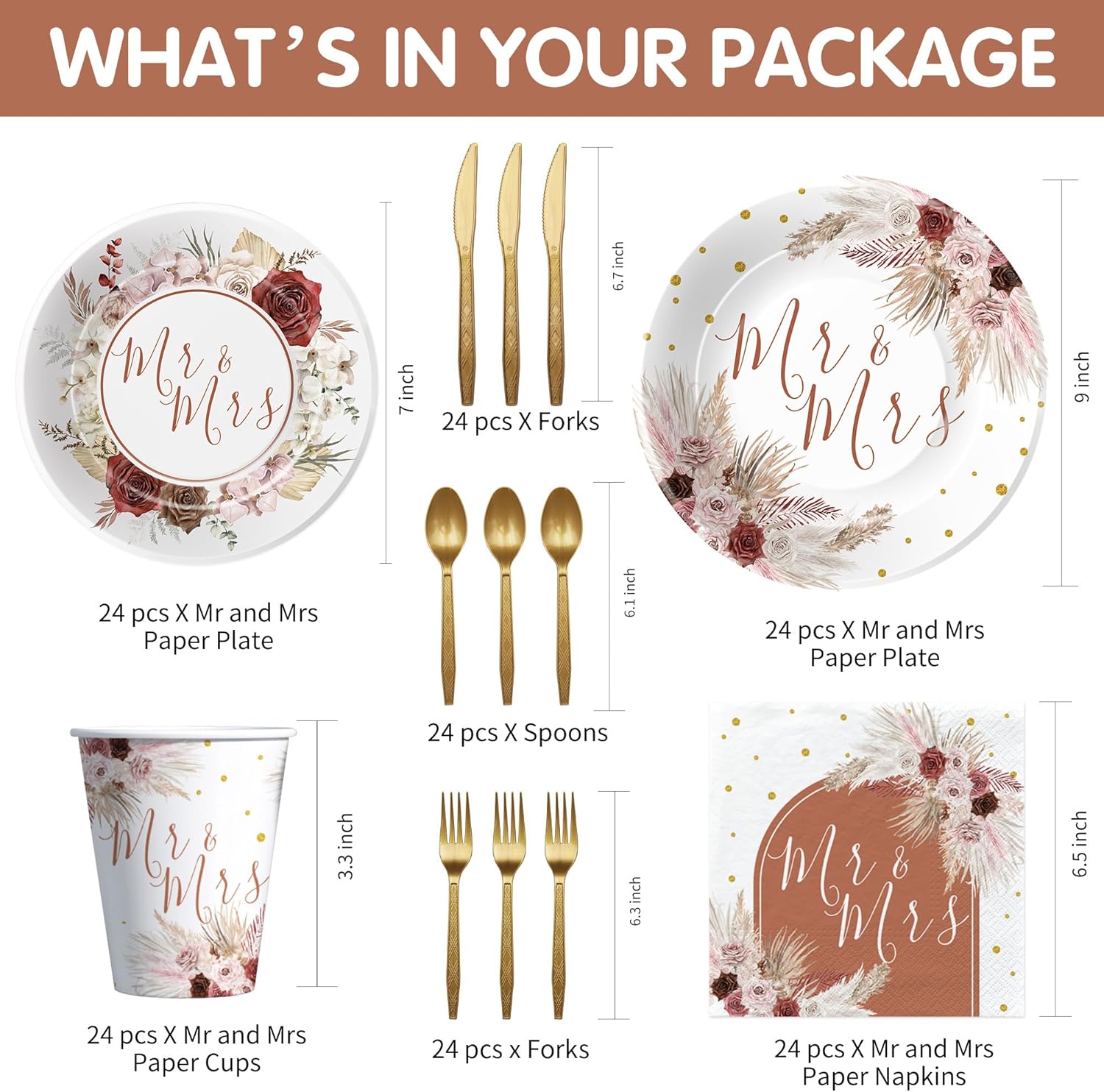 Mr And Mrs Bridal Shower Tableware Set Serves 24