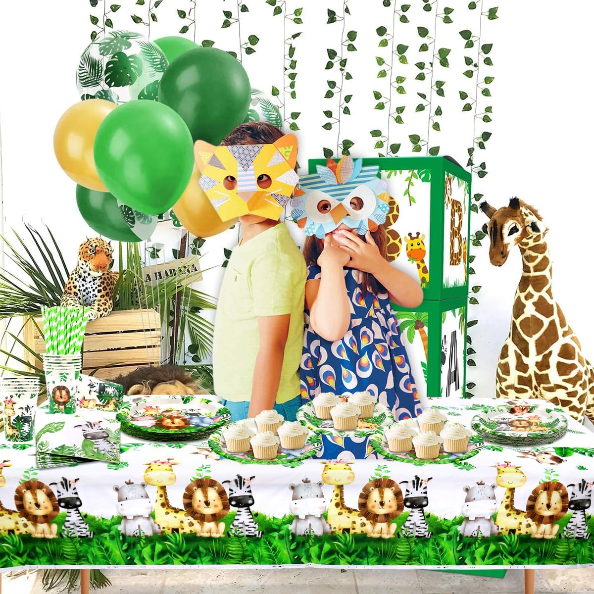 Safari Jungle Birthday Tableware Set for 20 Guests