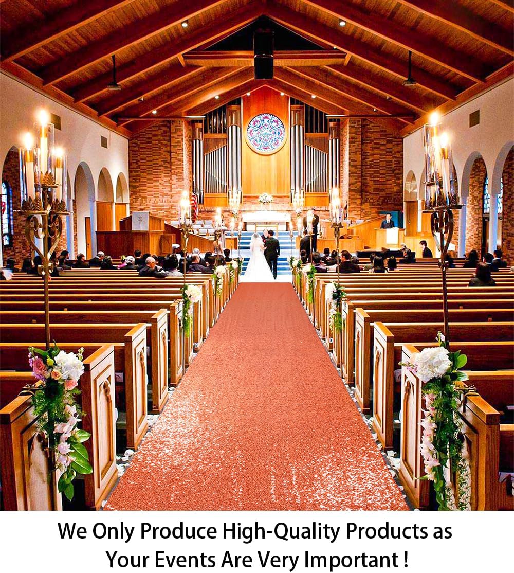 ShiDianYi Orange Sequin Aisle Runner 2FTx15FT Wedding Decor