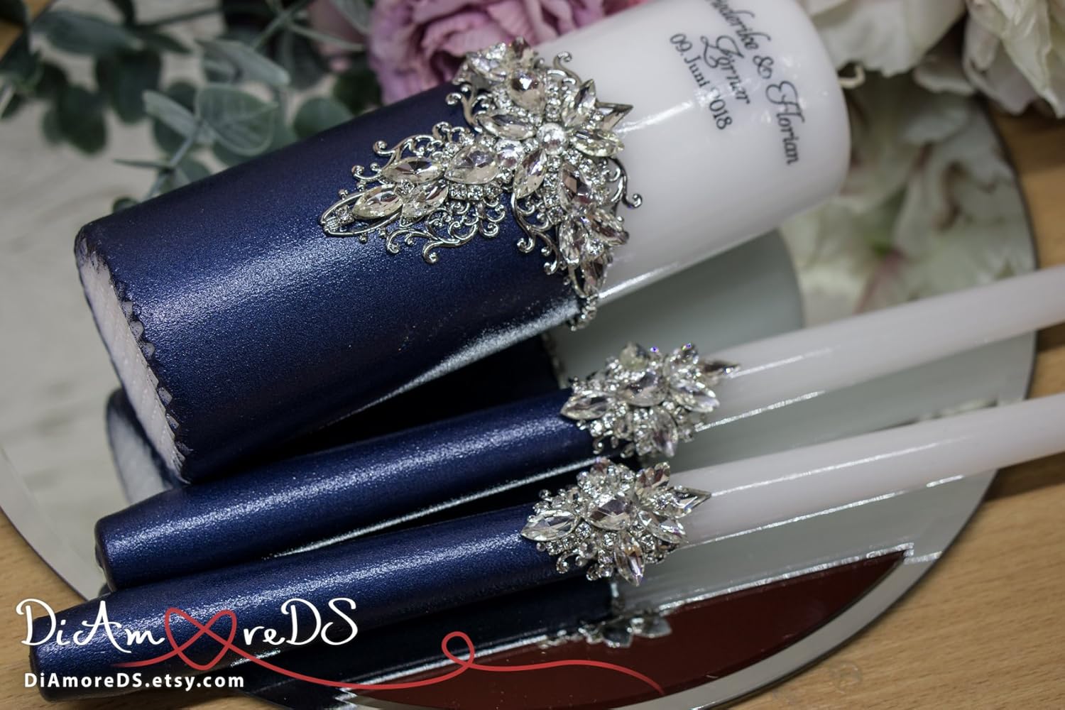 Personalized Unity Candle Set for Wedding