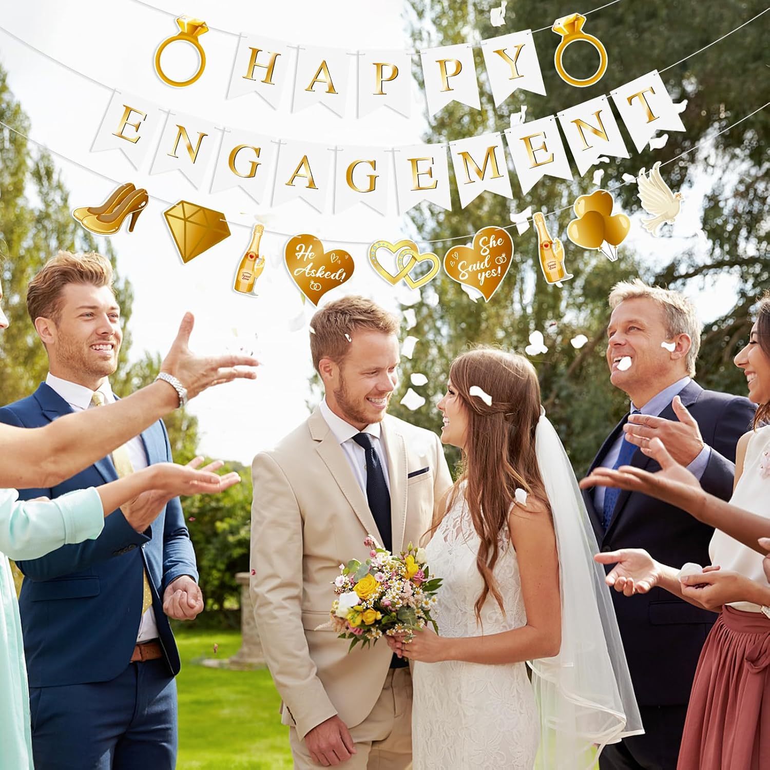Happy Engagement Banner Set for Bride to Be Decor