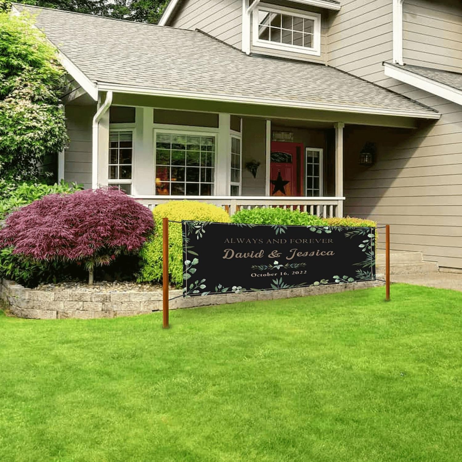 Always and Forever Wedding Banner 47x12 Inch Custom Size Black