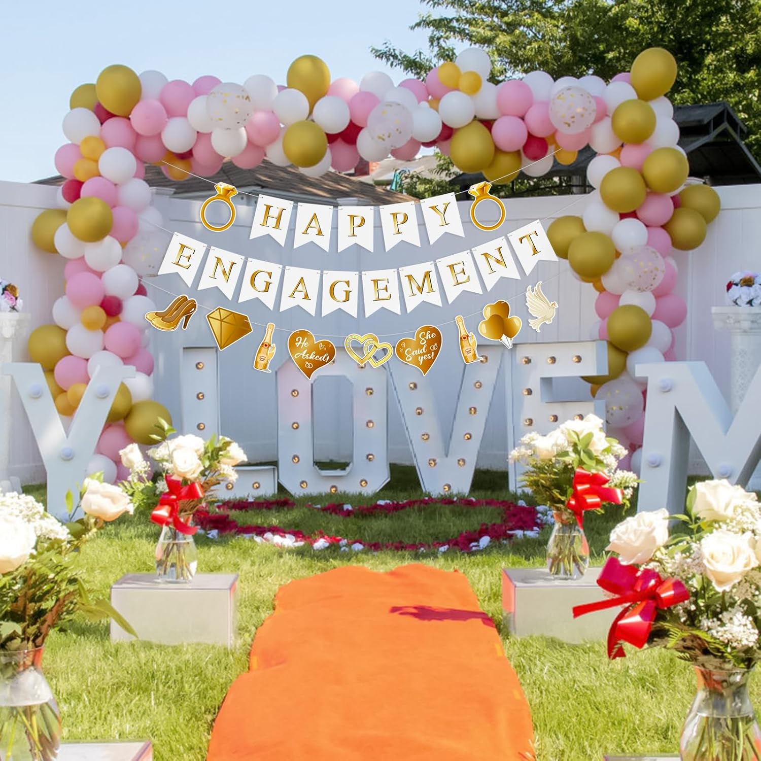 Happy Engagement Banner Set for Bride to Be Decor