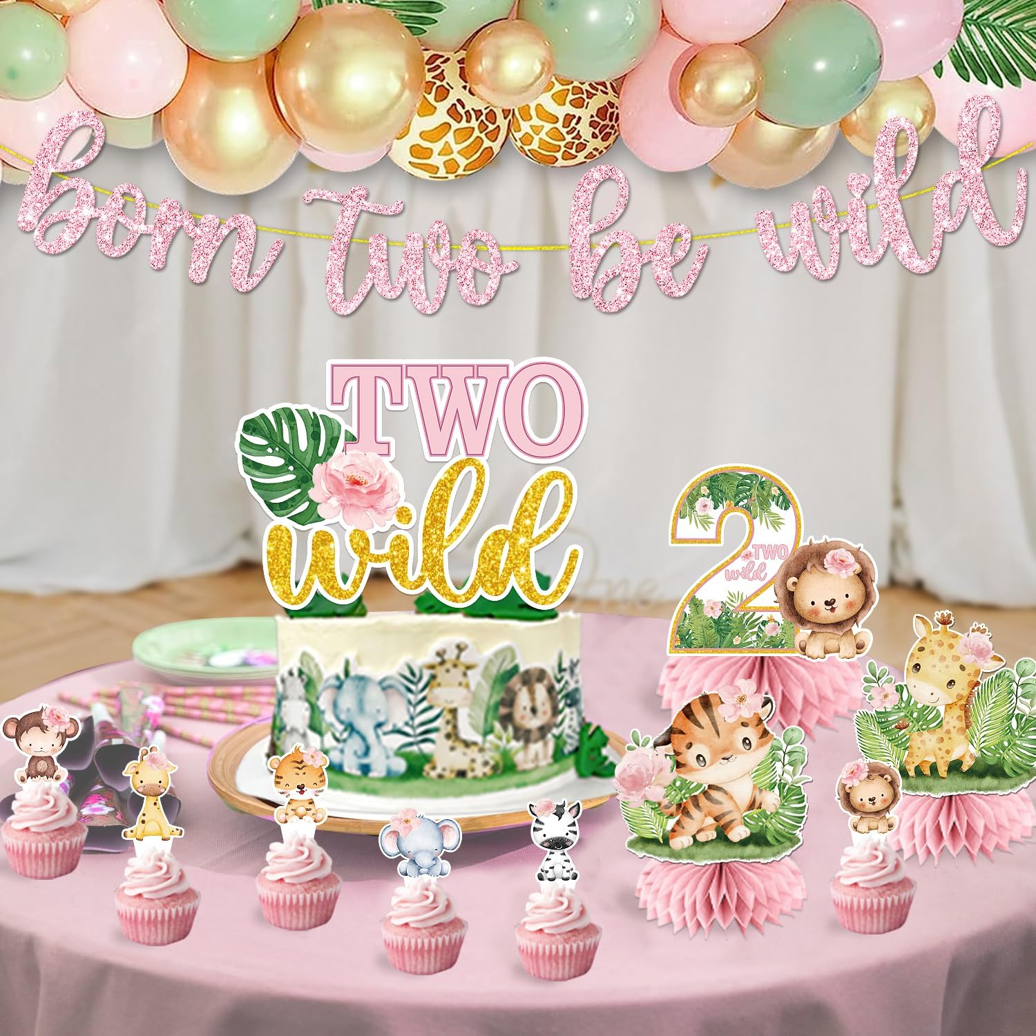 Cocomigo 128Pcs Two Wild Birthday Decorations Girl Kit