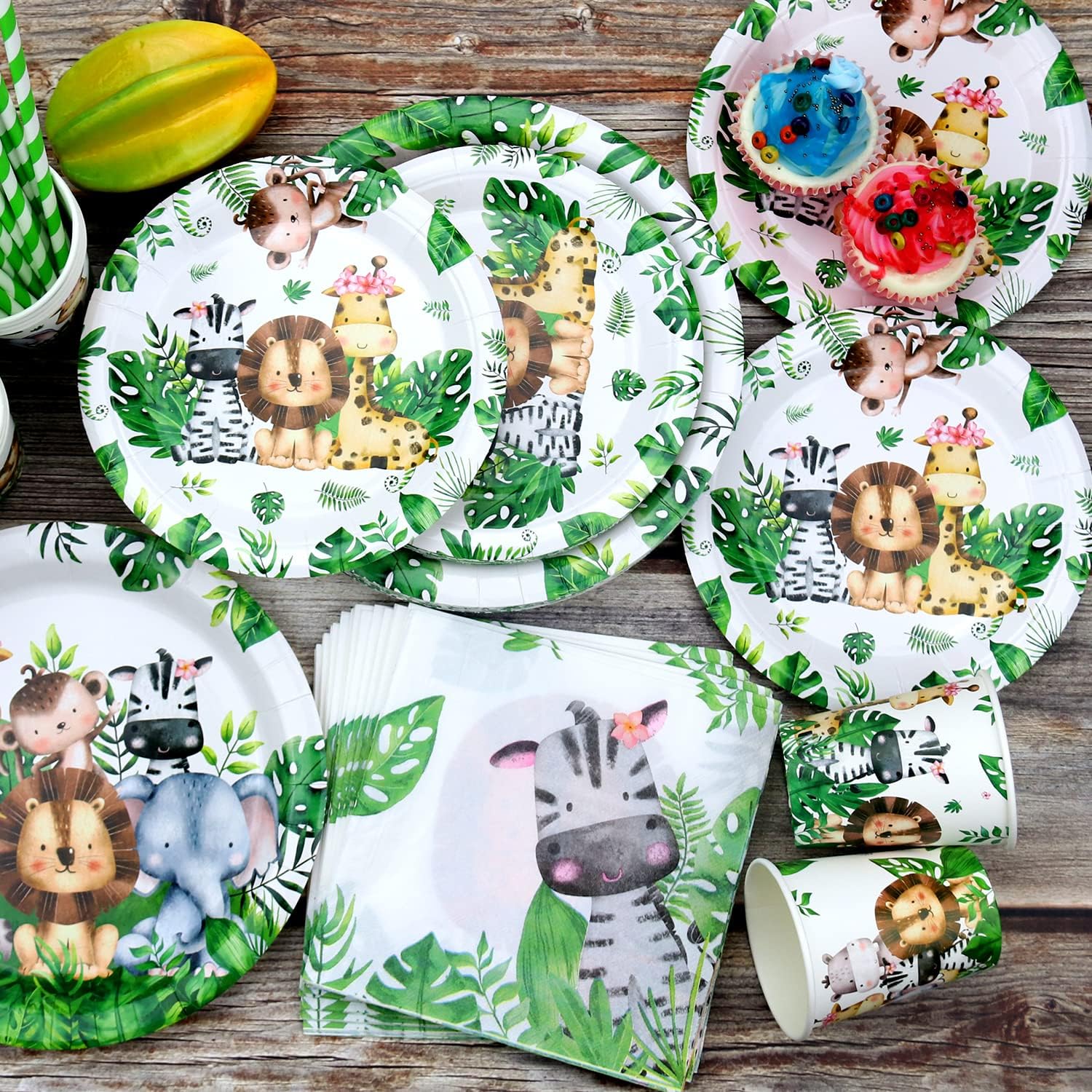 Safari Jungle Birthday Tableware Set for 20 Guests
