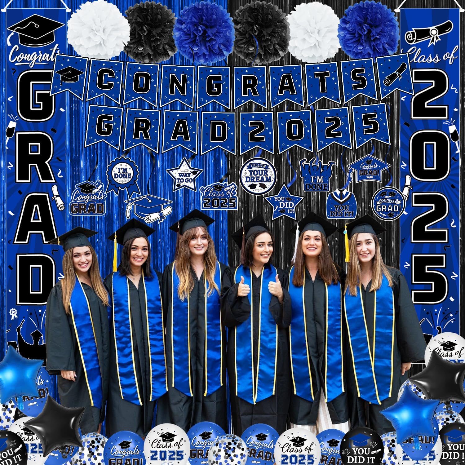 2025 Graduation Party Decorations Blue Set