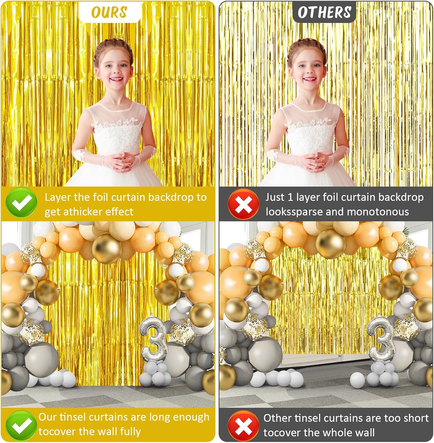 Accevo Gold Foil Streamers 3 Pack Decorations