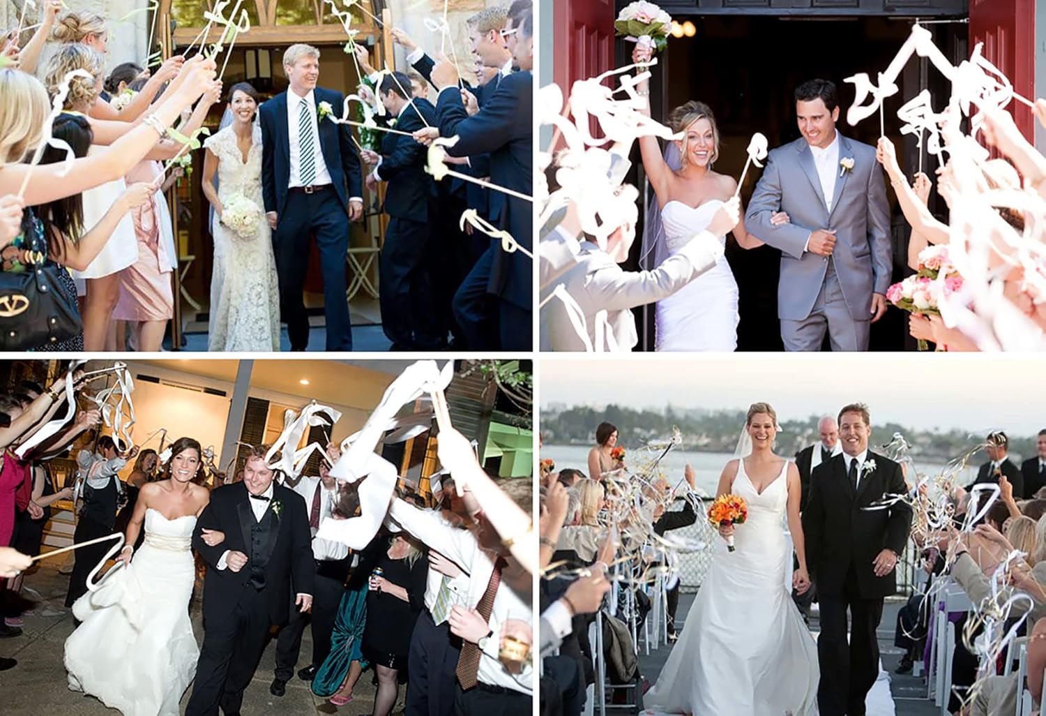 Kingsnow 100 Pieces Wedding Ribbon Wands with Silver Bell